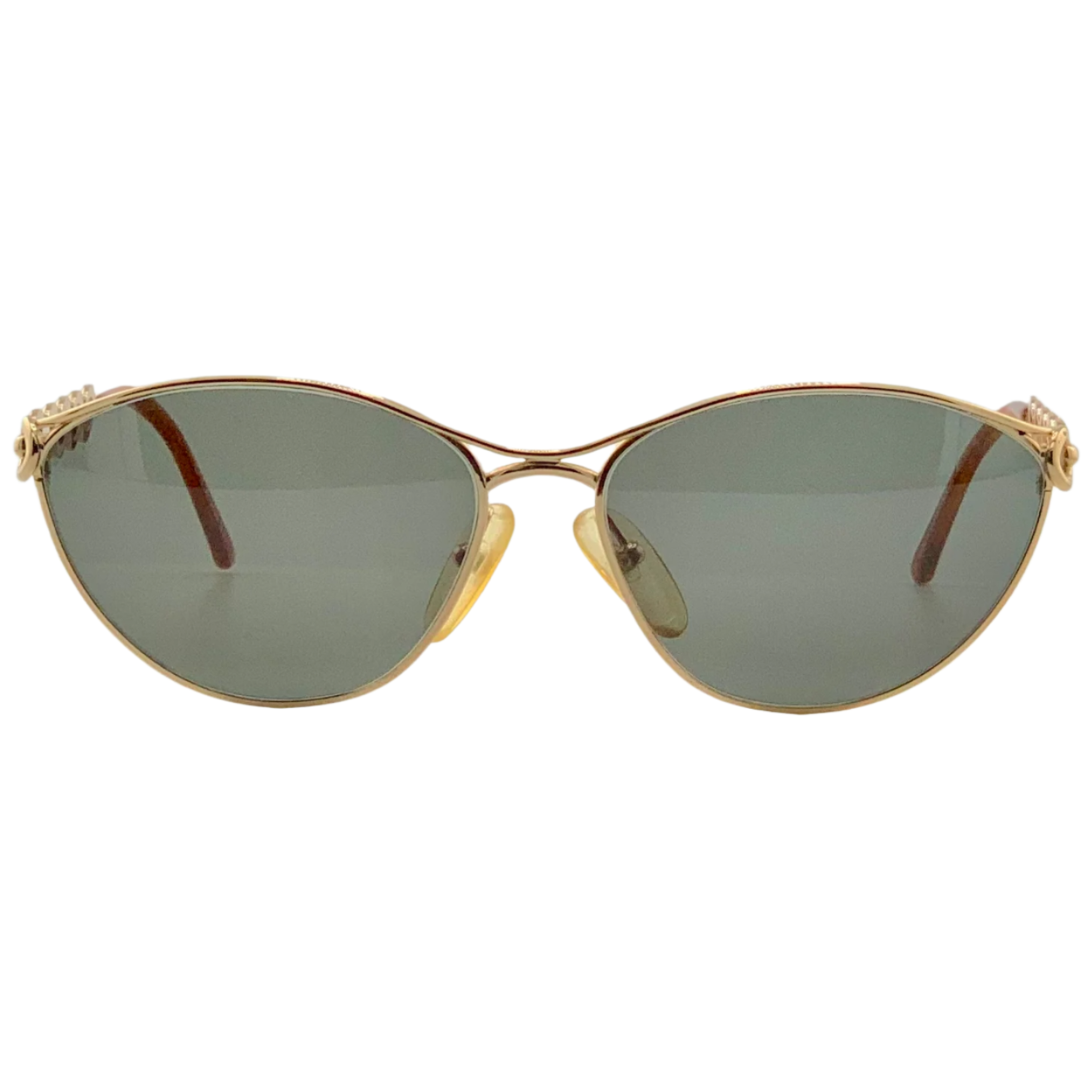 Vintage Christian Dior Cat Eye 2843 40 sunglasses in gold frame and green lens