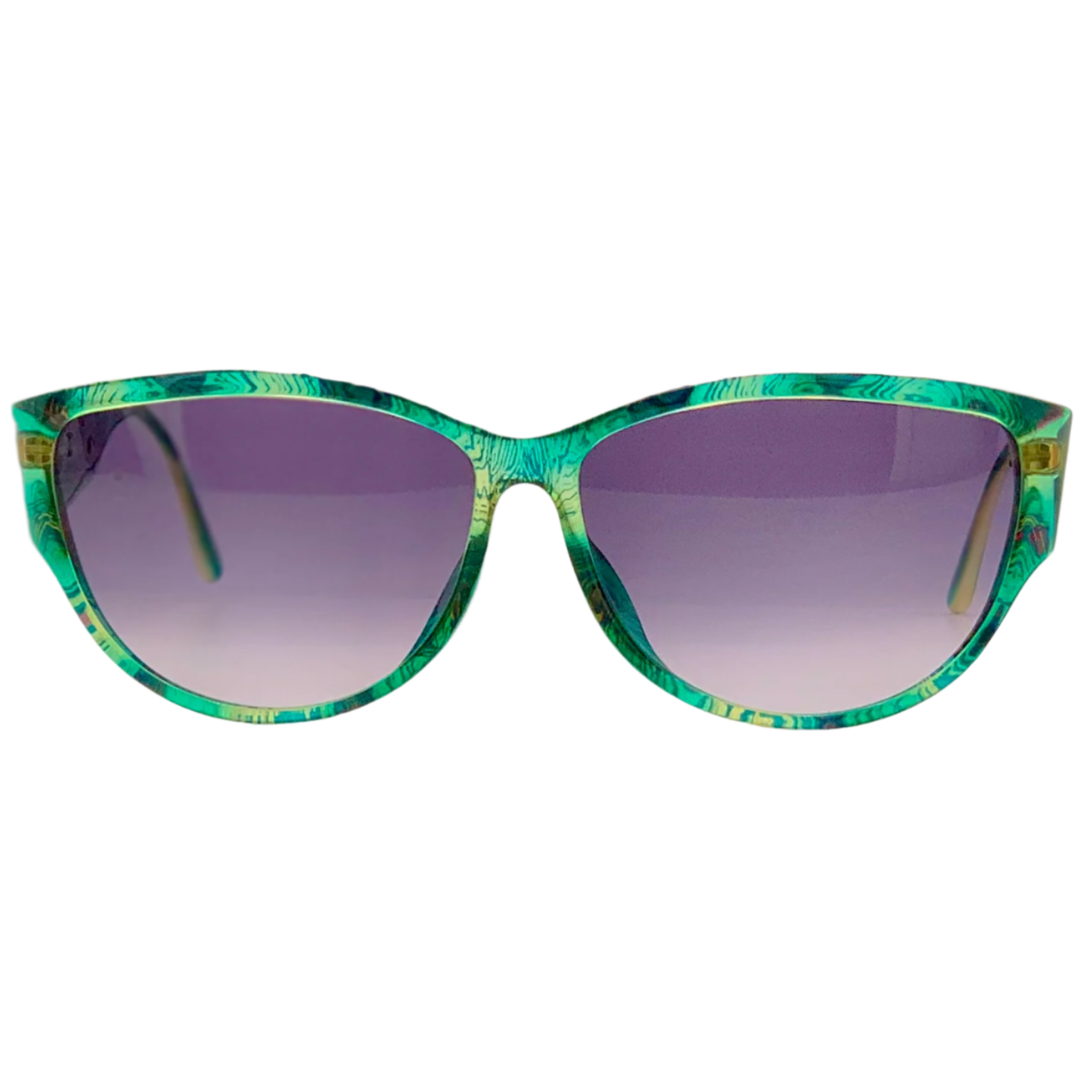 Vintage Christian Dior Cat Eye 2764A 59 sunglasses in green frame and purple grad lens, made in Austria