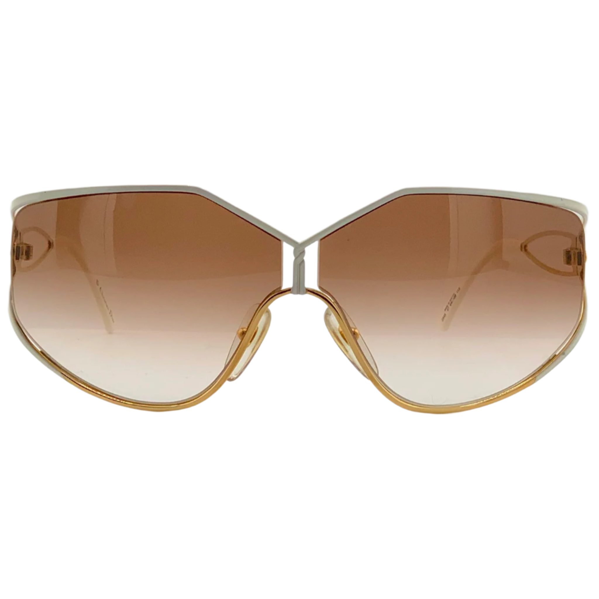 Vintage Christian Dior Visor 2345 47 sunglasses for women in white and gold frame with brown lenses made in Austria, in superb condition, never before worn or sold, authentic and original 