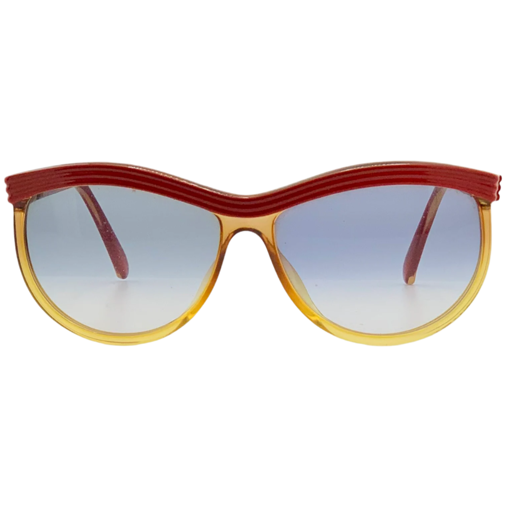 Vintage Christian Dior Oval 2350 30 sunglasses for women, red and yellow frame, blue lenses, made in Germany, superb condition, never worn 