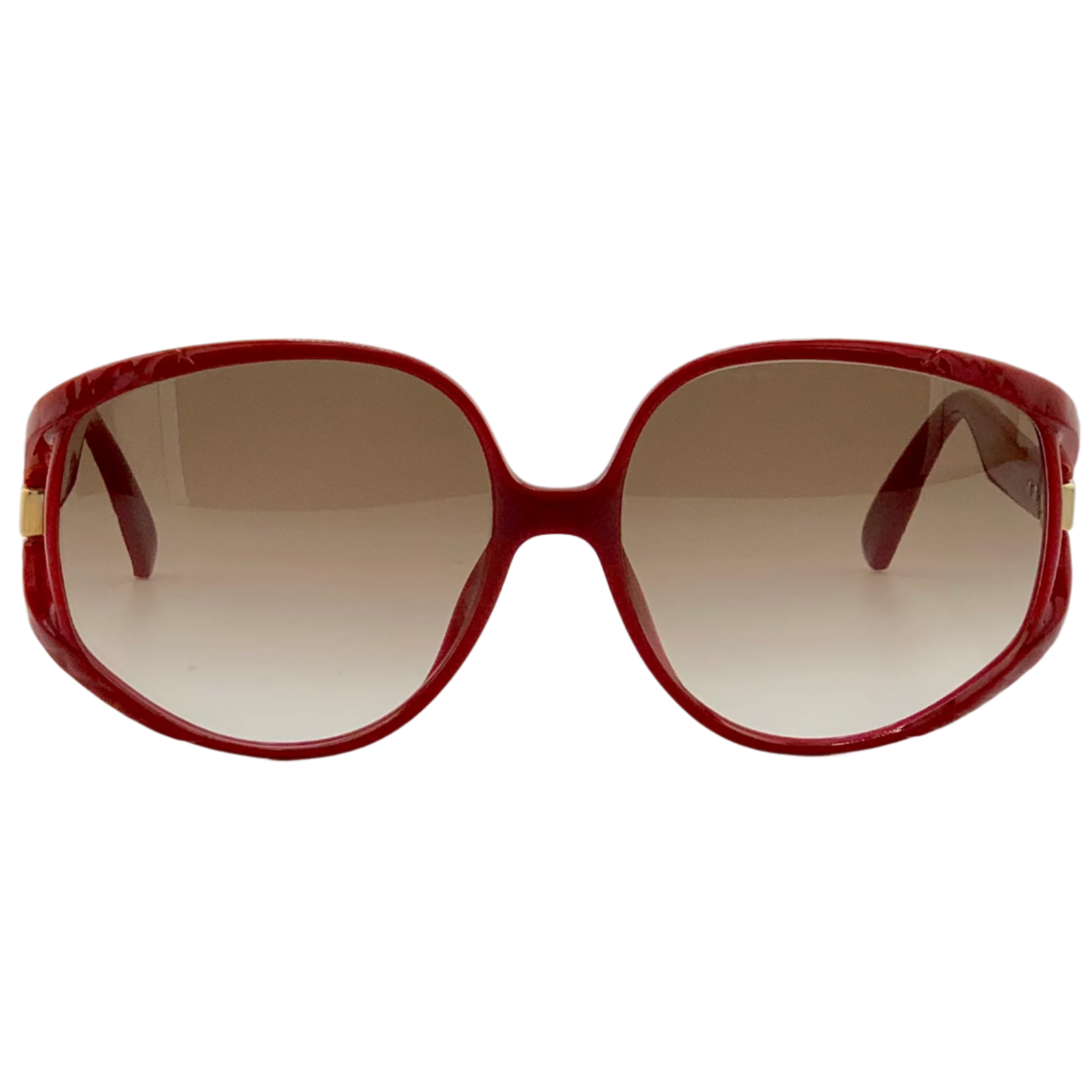 Vintage Christian Dior round sunglasses for women in red frame and brown lens