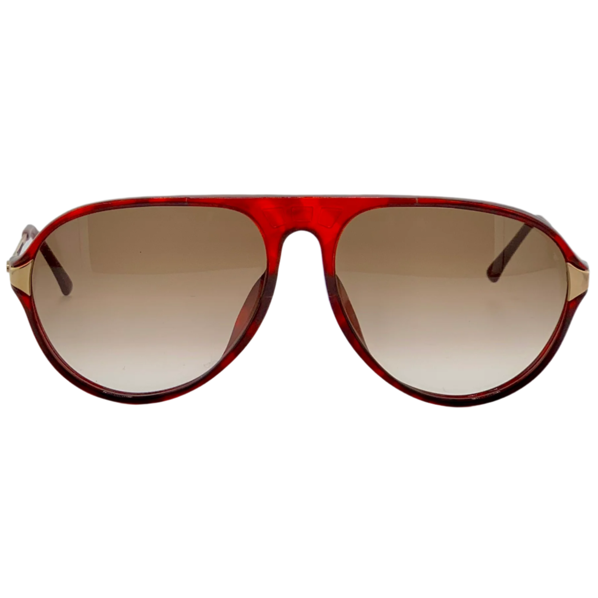 Vintage Christian Dior round sunglasses in red and gold for women, with brown lenses, made in Austria and in superb, unworn condition 