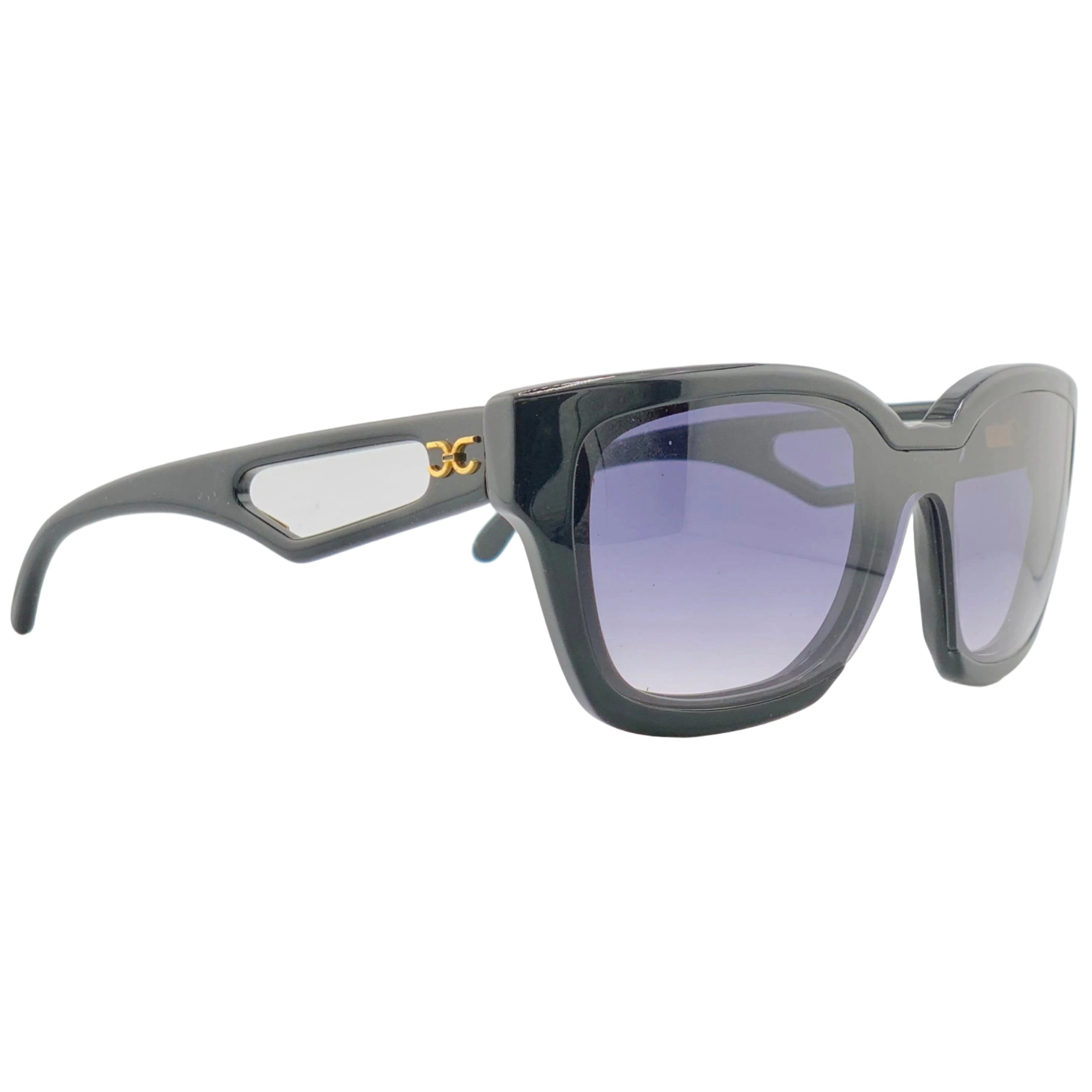 Black Claudia Carlotti Square Sunglasses with UV protection and trendy design