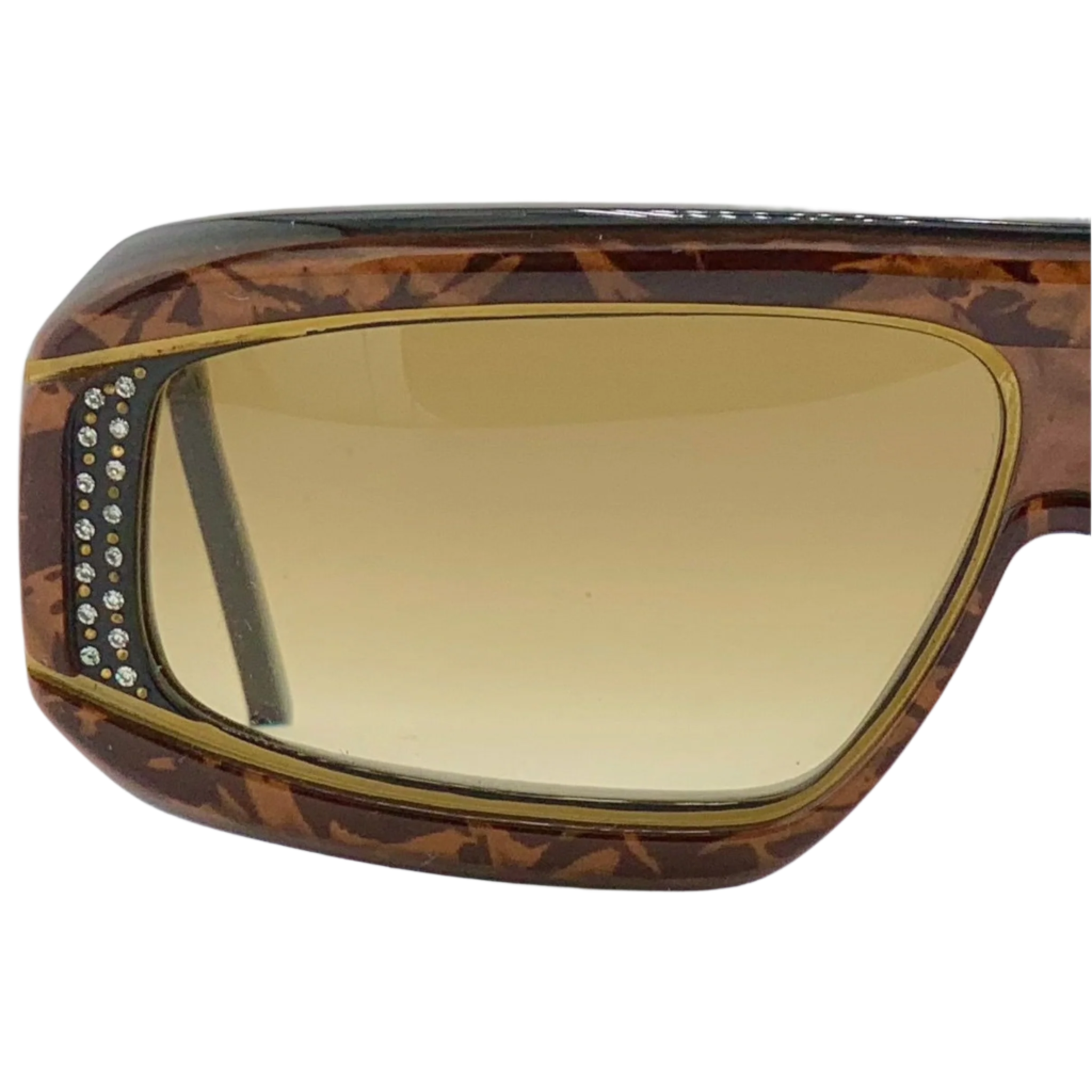 Black rectangular sunglasses with flat brow and zesty orange detailing