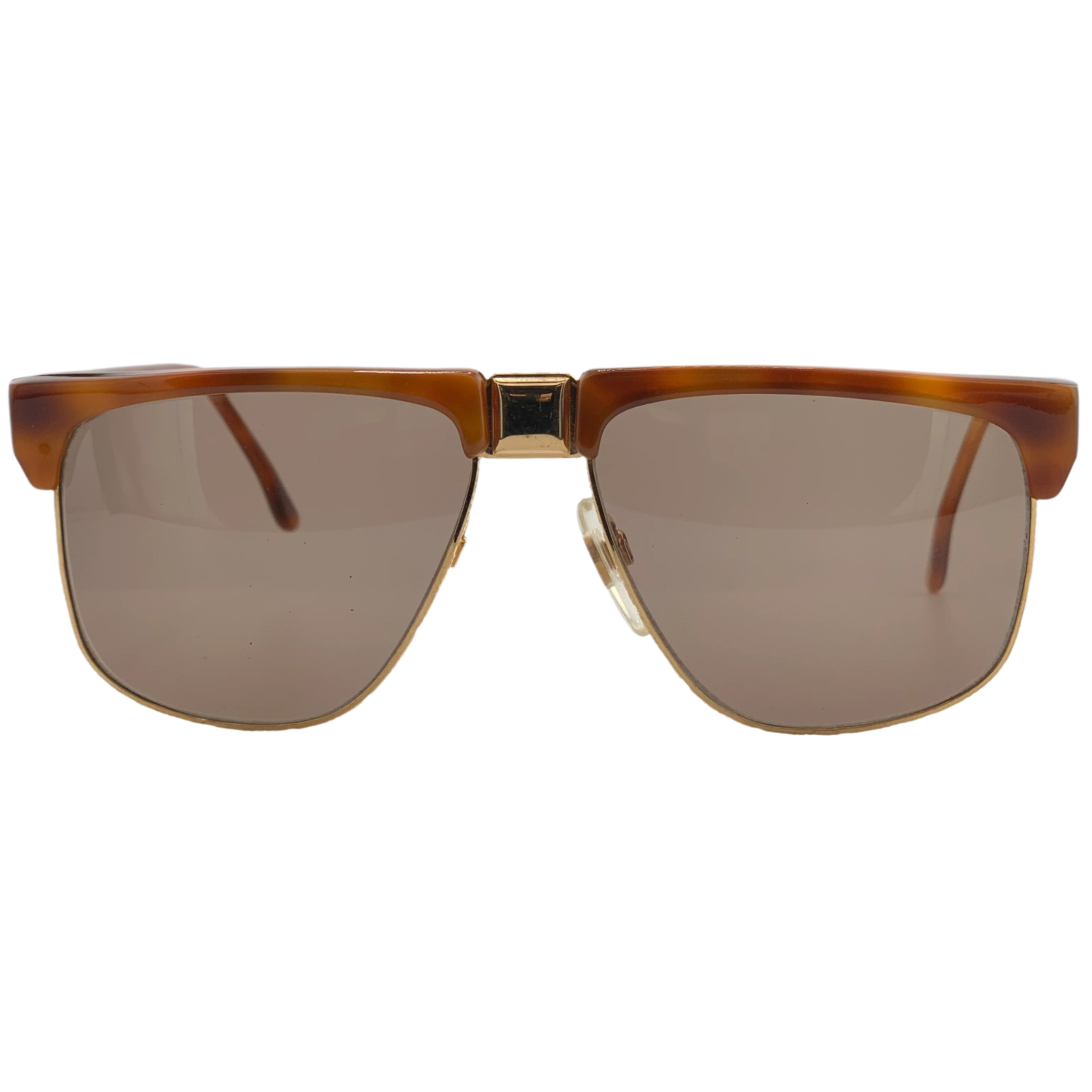 Vintage Trussardi Clubmaster 804/S 60 Tort/Gold sunglasses with brown lenses, made in Italy, never worn or sold, in superb condition