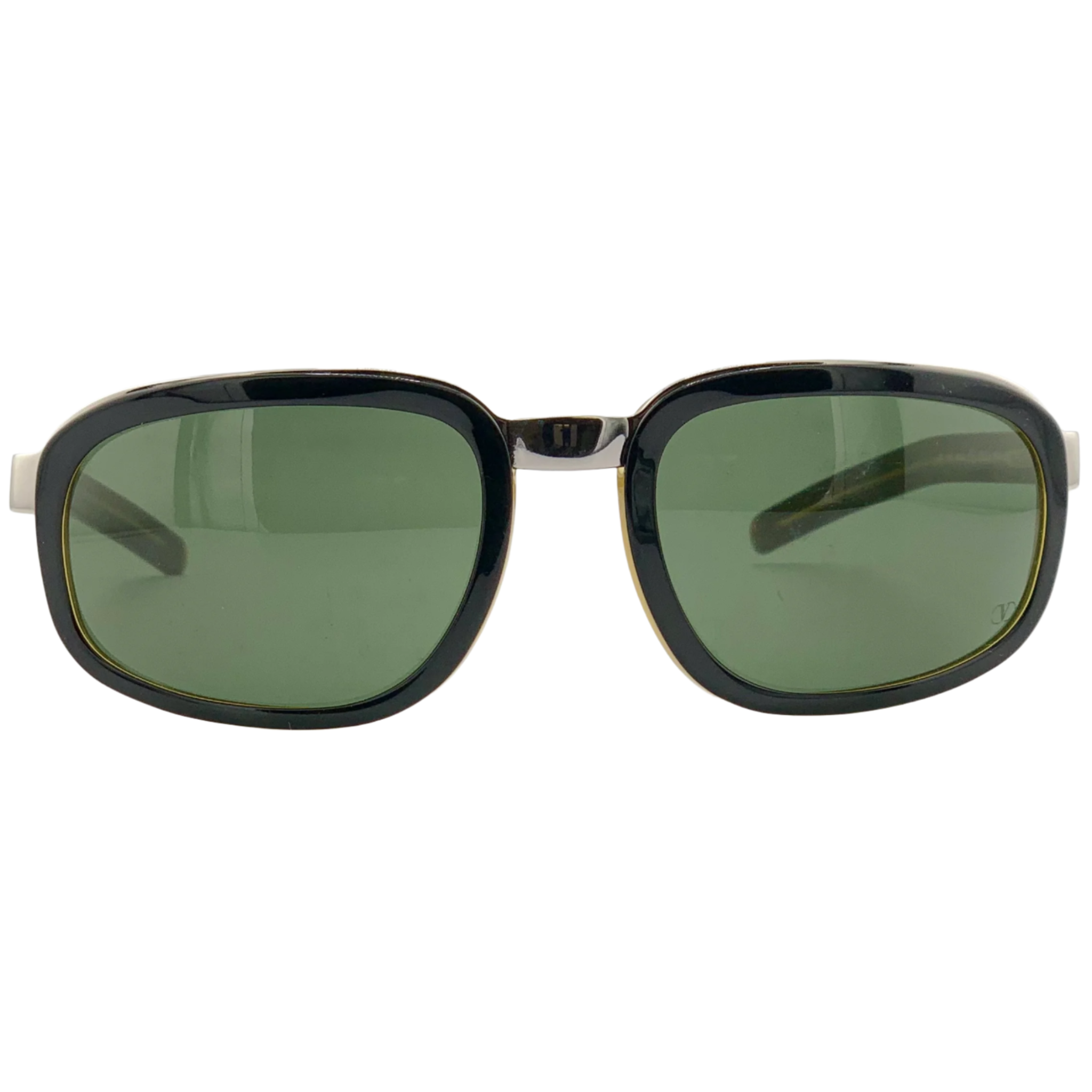 Vintage Valentino Oval V1019/S sunglasses in silver and black frame with green lenses, made in Italy, never worn before, in superb condition, suitable for both men and women 