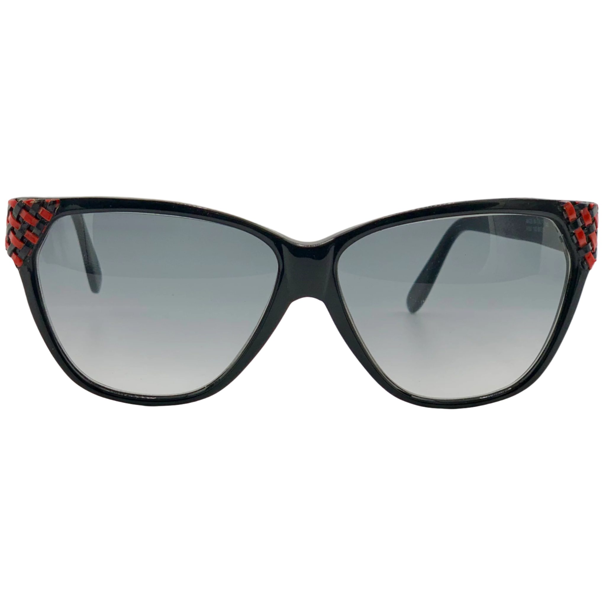 Vintage black and red Valentino Square V567 130 sunglasses for men and women, with grey lenses, made in Italy and in superb condition, never before worn or sold Authentic and original 