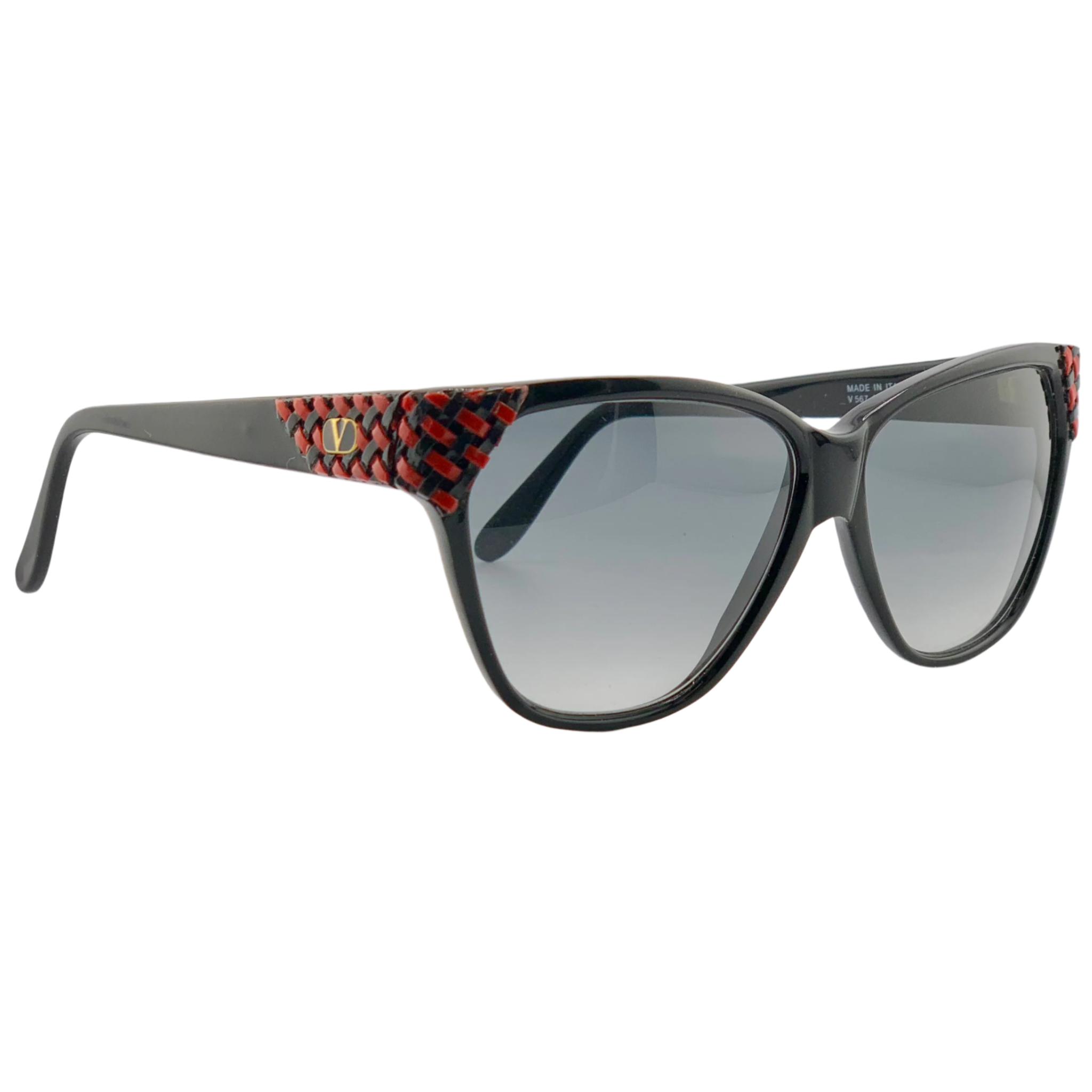  Authentic Valentino Square V567 130 sunglasses in black and red, with grey lenses, made in Italy Never worn or sold, in superb condition Suitable for men and women