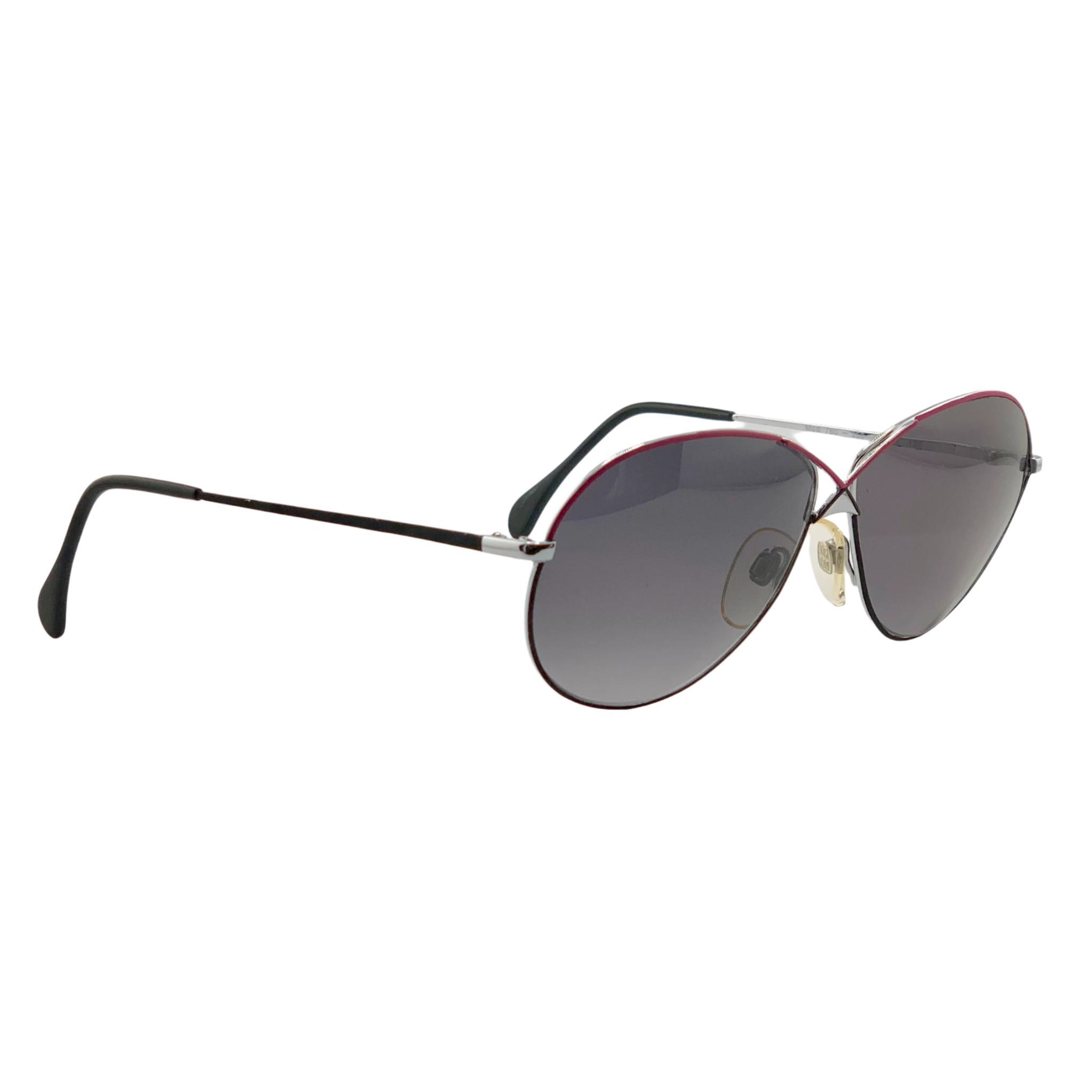  Original Menrad Oval 780 sunglasses, made for both men and women, featuring a silver, red, and black frame, grey lenses, and in perfect condition, never before worn or sold