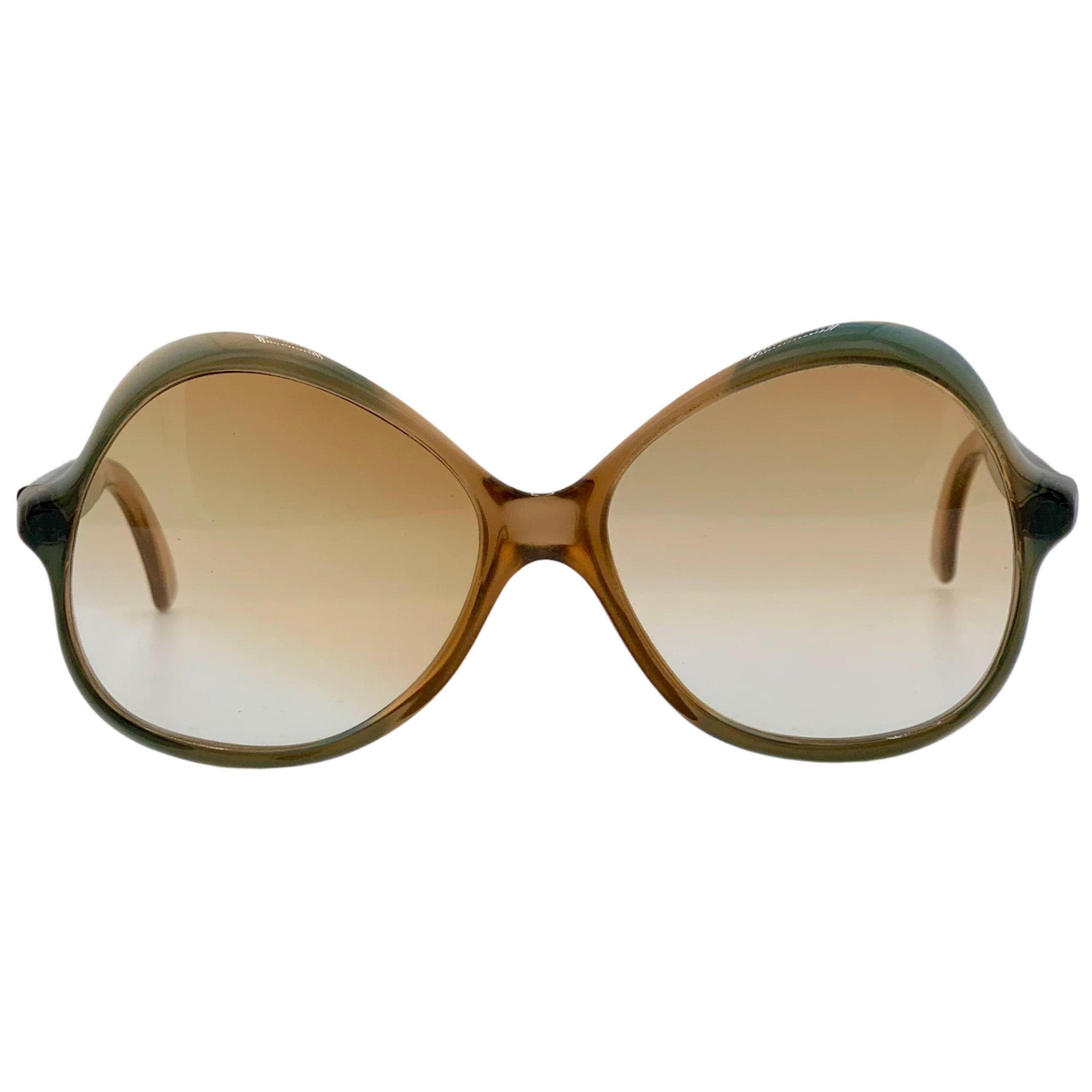 Vintage Linda Farrow Round 211 sunglasses in brown and green