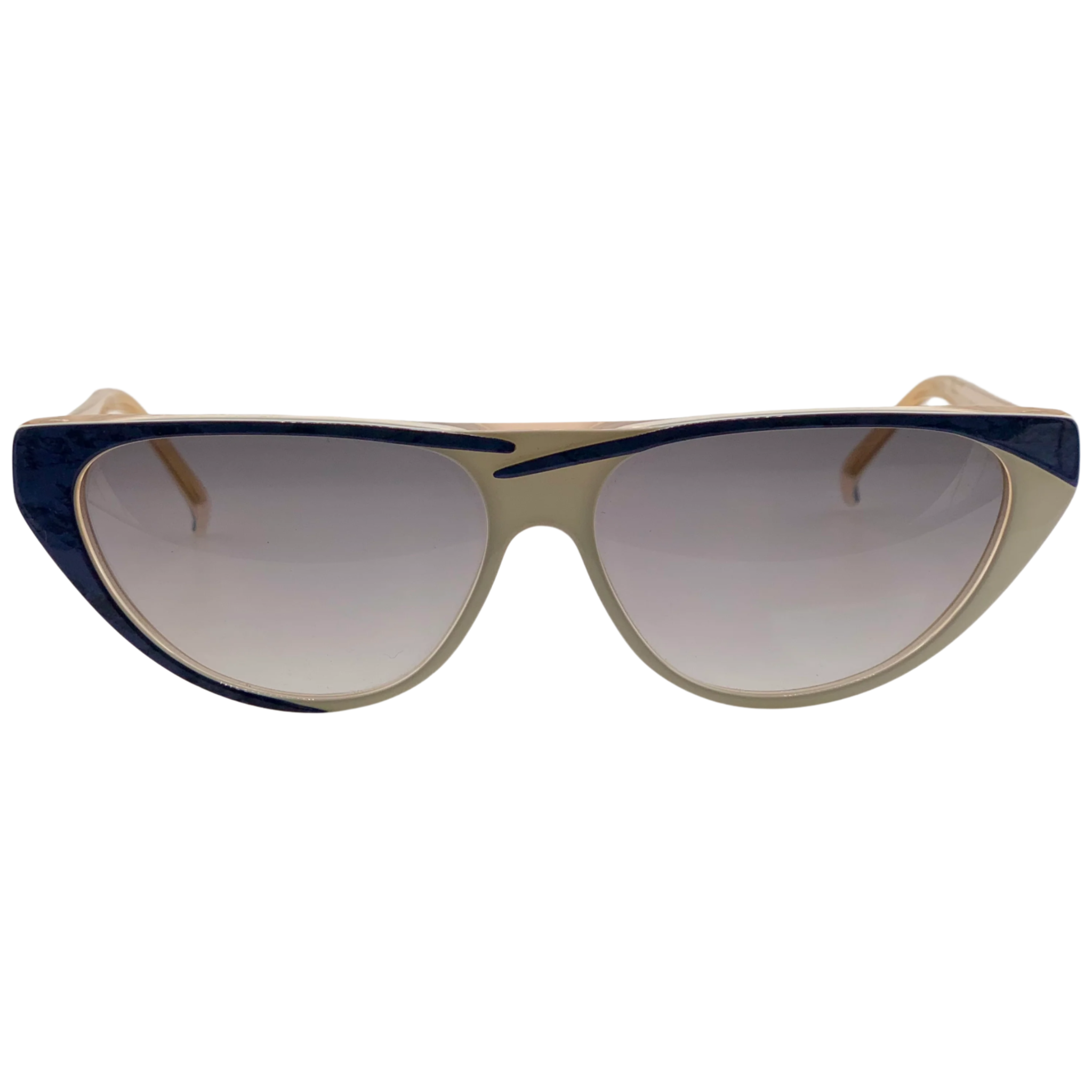 Vintage Nina Ricci Cat Eye 1042 sunglasses for men and women, white and blue frame, grey lenses, made in France, superb condition, never worn or sold, authentic original 