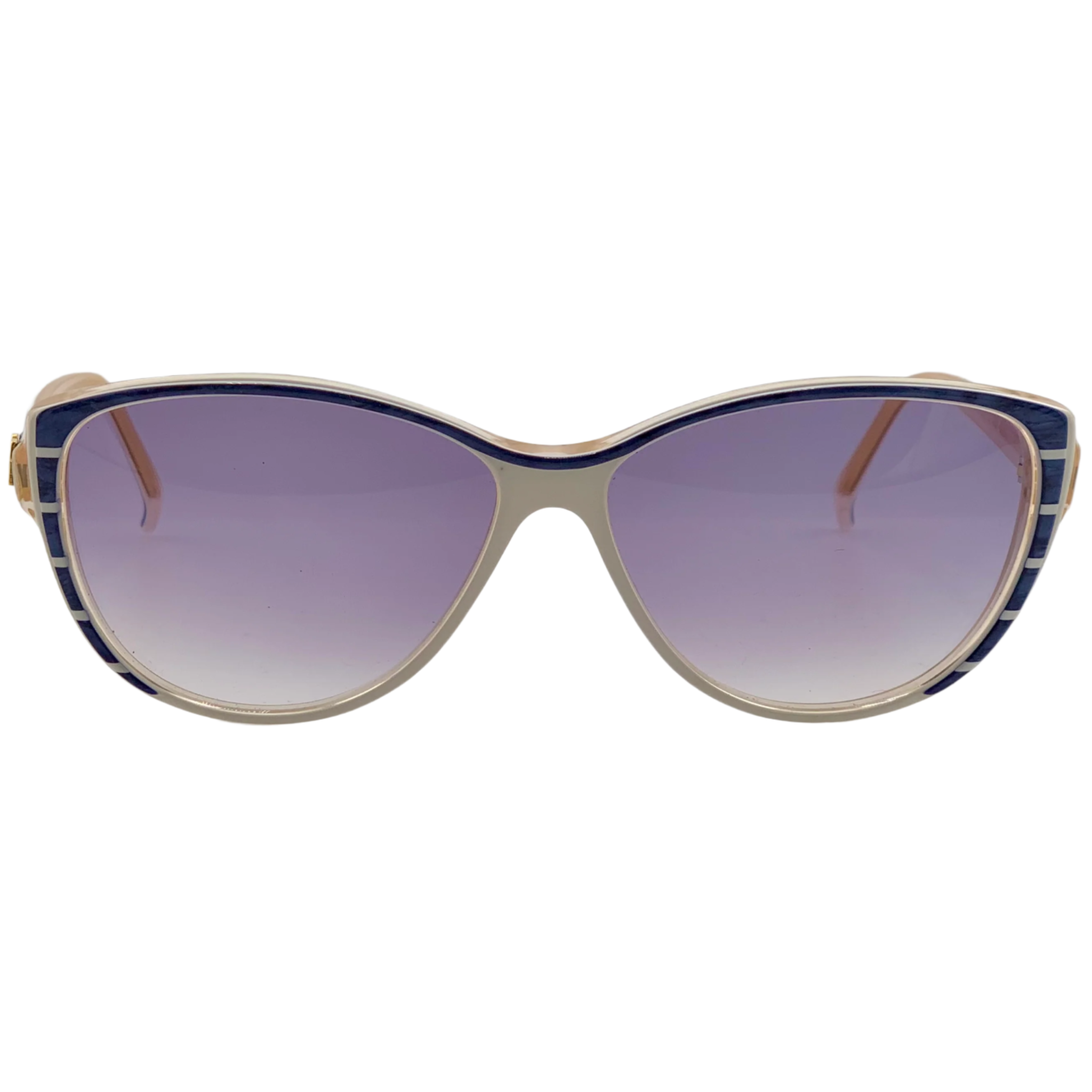 Vintage Nina Ricci Cat Eye 1032 sunglasses in blue and white frame with purple lenses, made in France, never worn or sold, in superb condition for men and women 