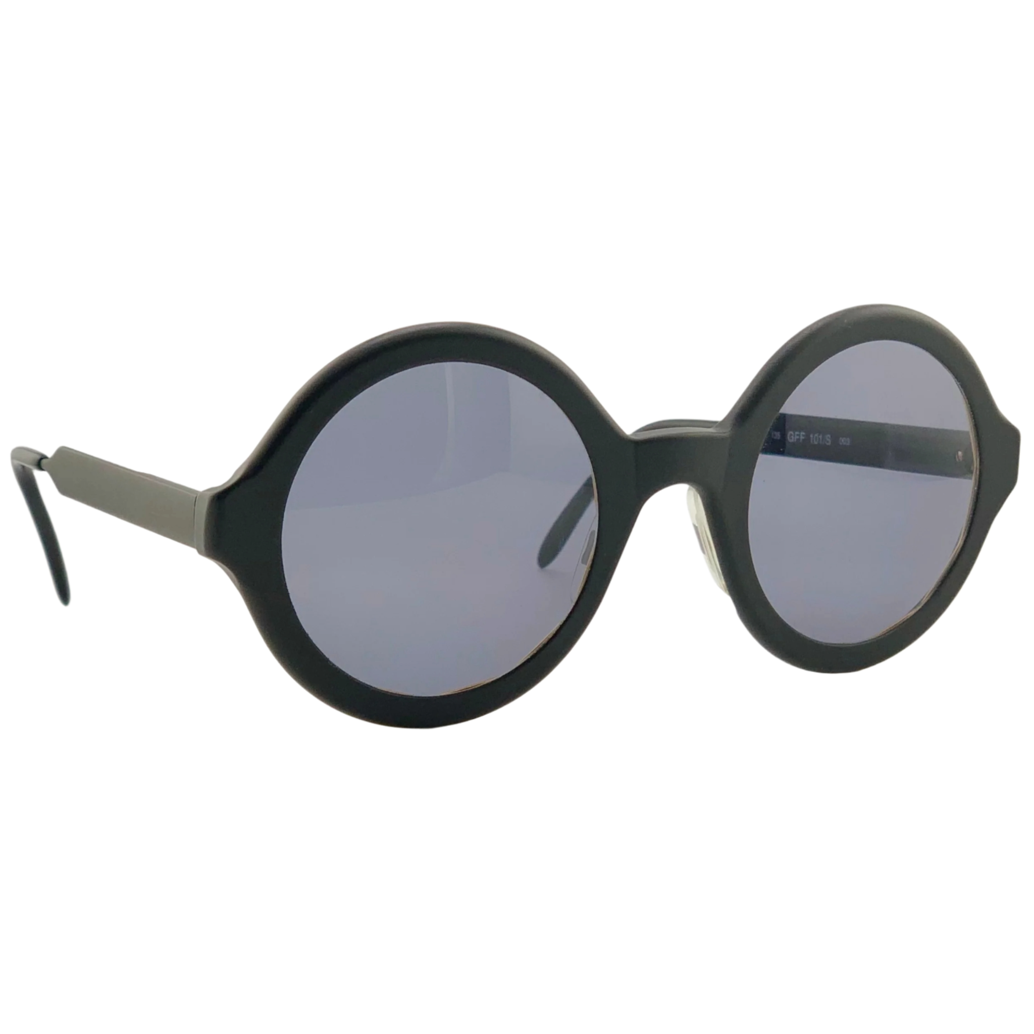 Unisex Gianfranco Ferre round sunglasses black frame grey lens made in Italy