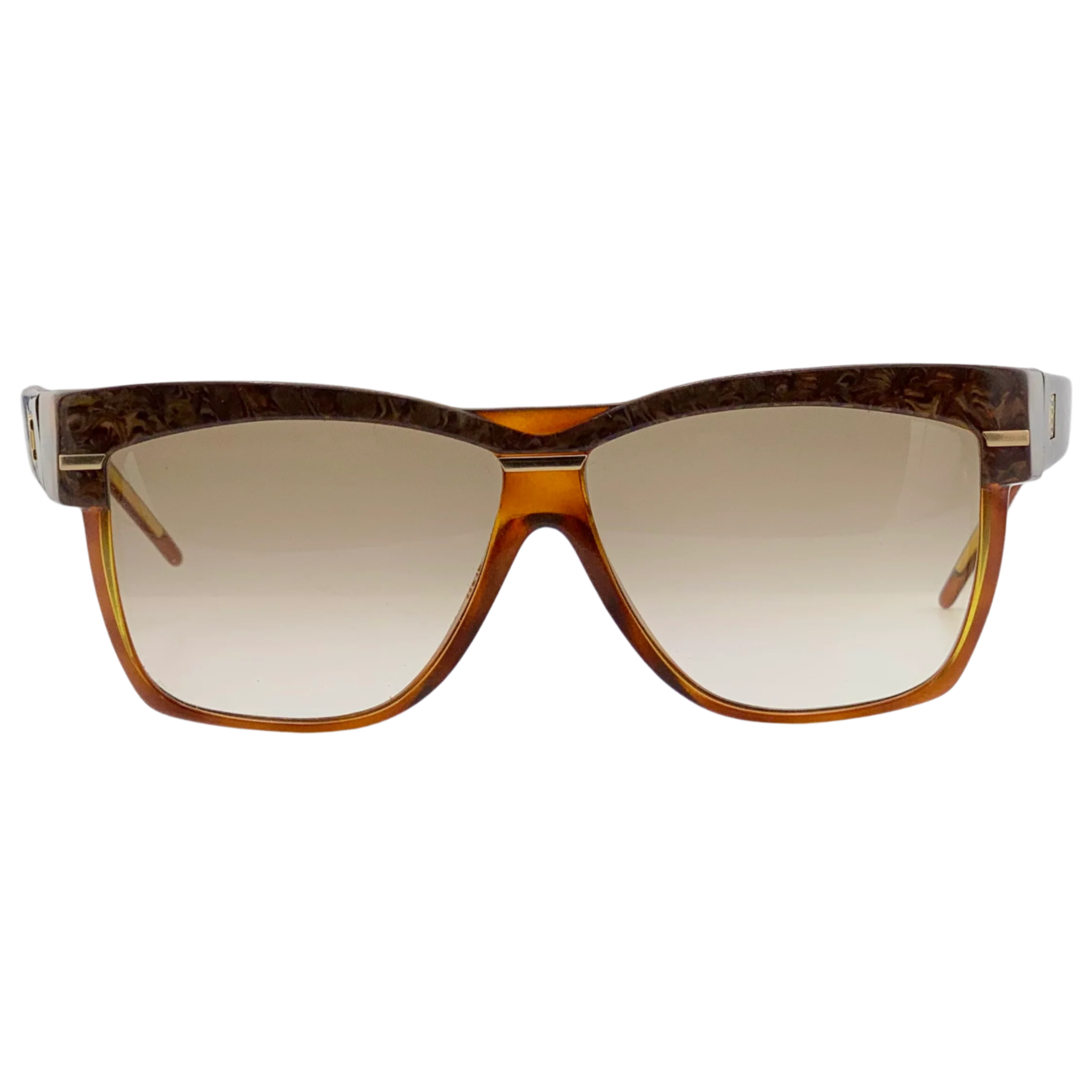 Vintage Laura Biagiotti Square P40/S sunglasses for men and women, with brown frames and lenses, made in Italy and in superb condition, never before worn or sold, selling an original 