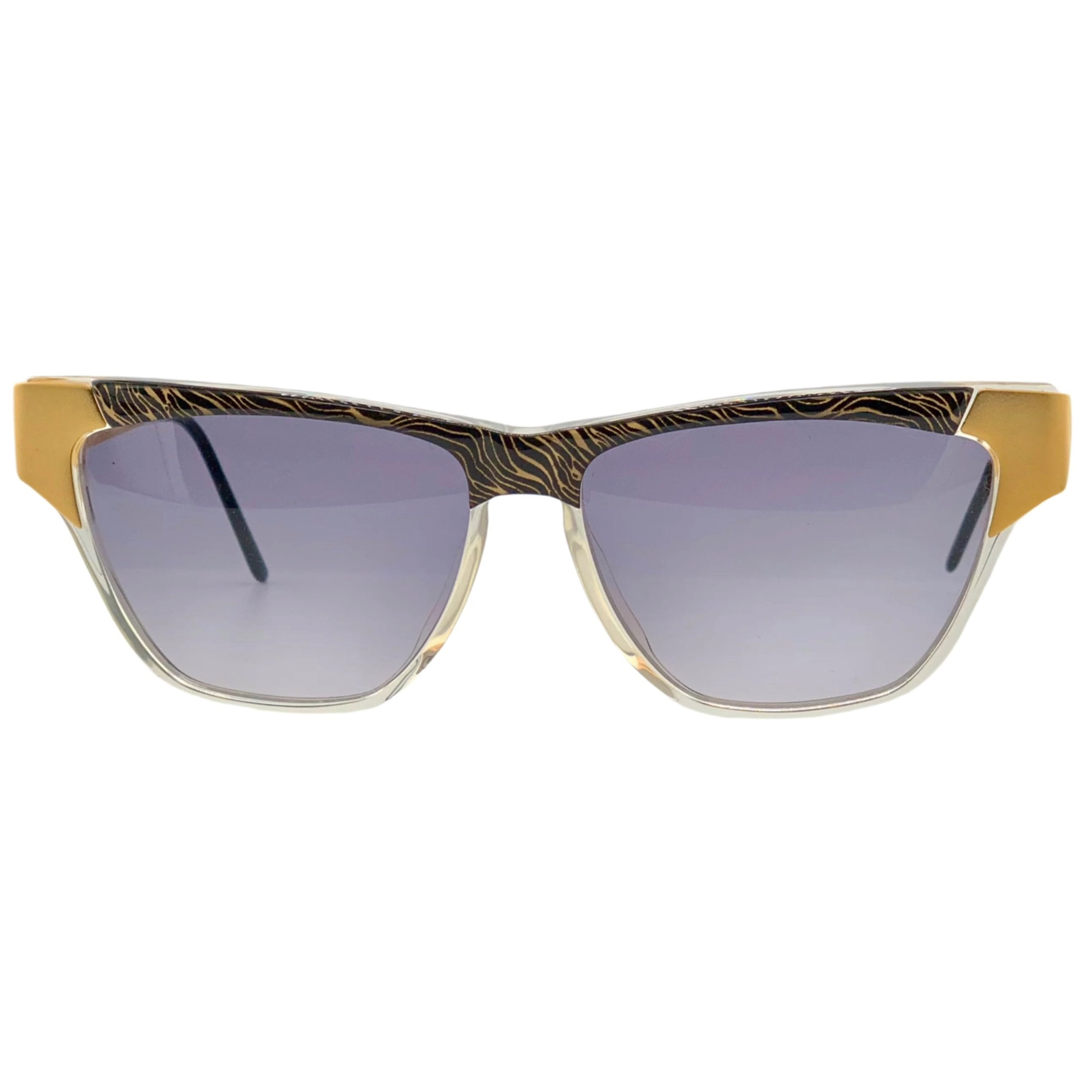 Vintage Laura Biagiotti Cat Eye T94/S sunglasses in Black/Gold frame, Blue lens, made in Italy, never worn, authentic
