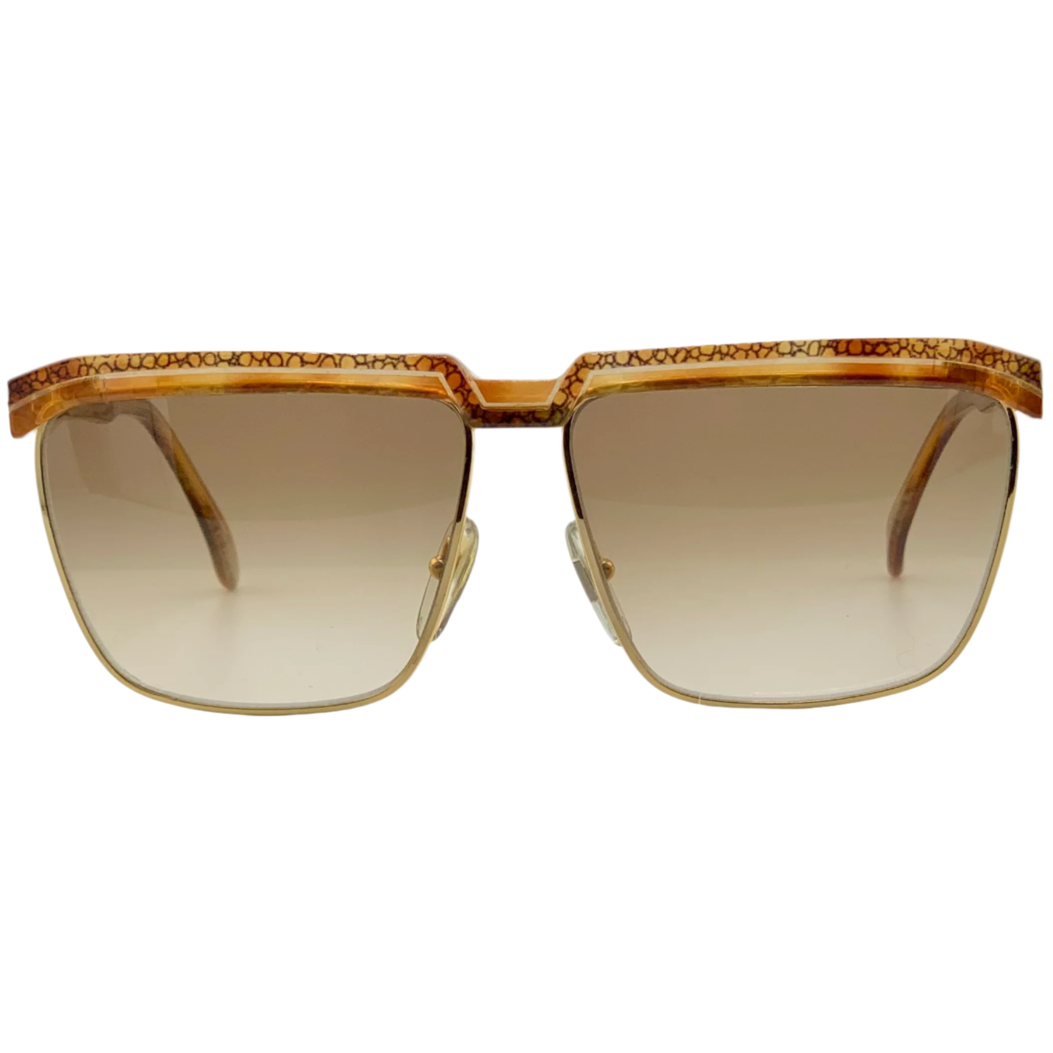 Vintage unisex Laura Biagiotti square sunglasses in brown and gold frame 