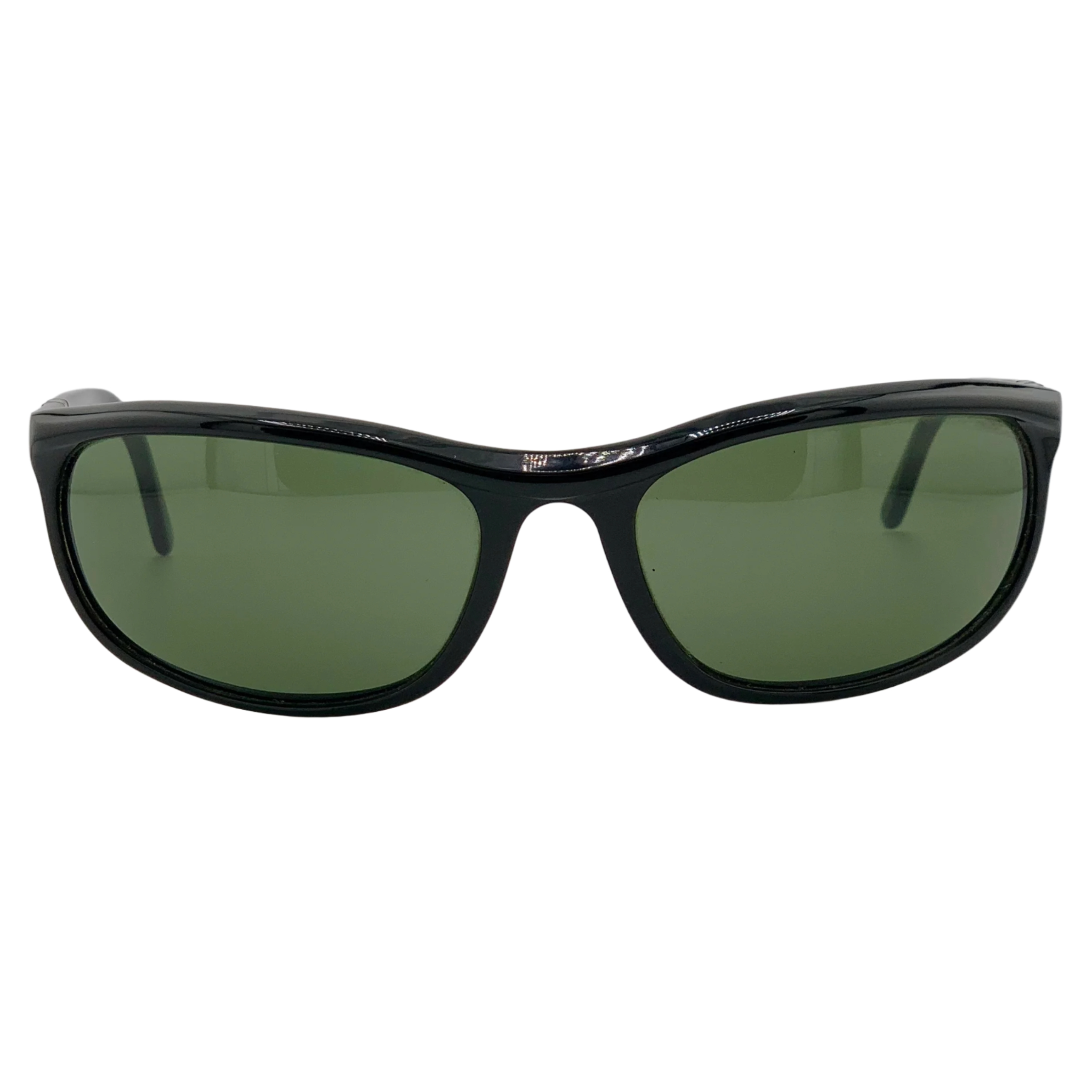 Black Persol Oval 58230 sunglasses with polarized lenses and signature arrow detail