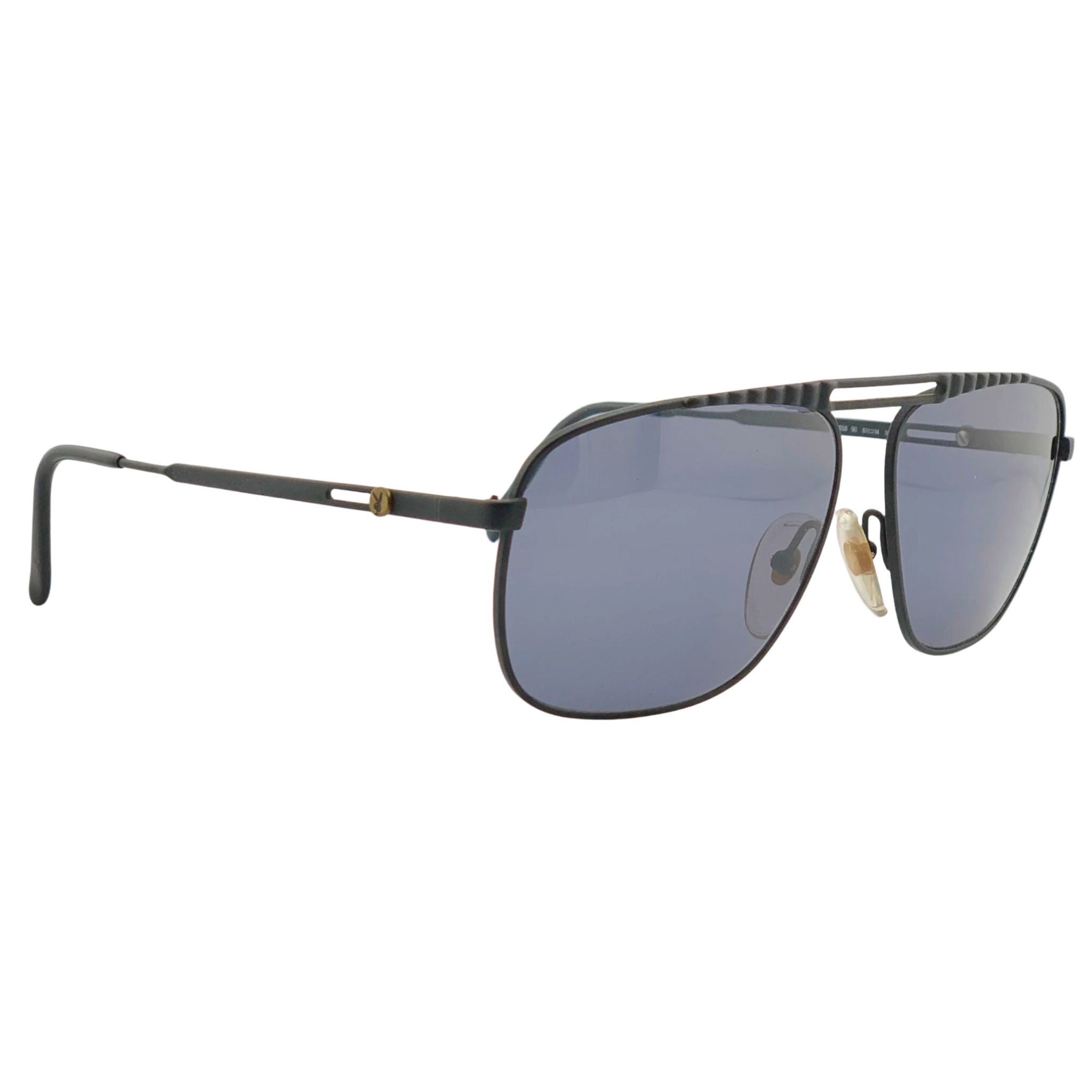 Black aviator sunglasses with polarized lenses and gold Playboy logo