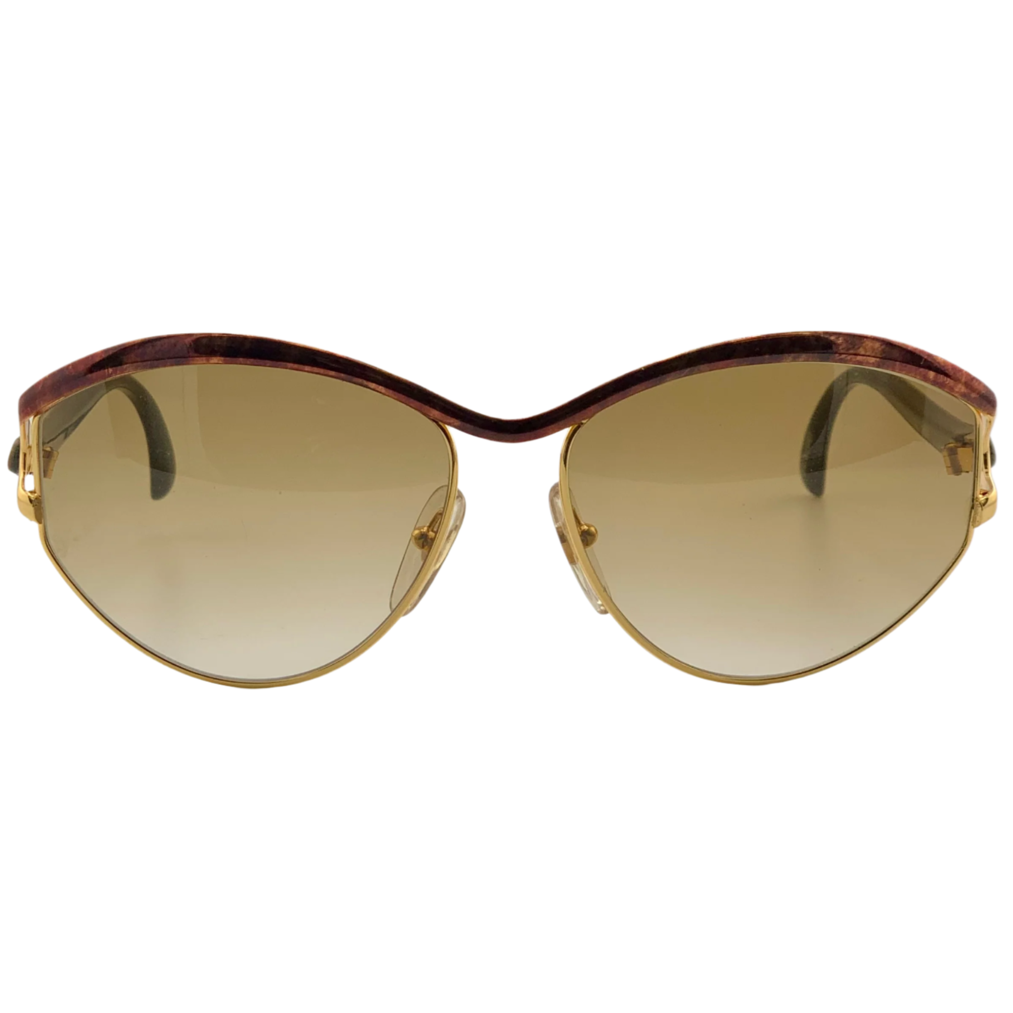 Black and gold Ted Lapidus Cat Eye TL 3309 sunglasses on white background