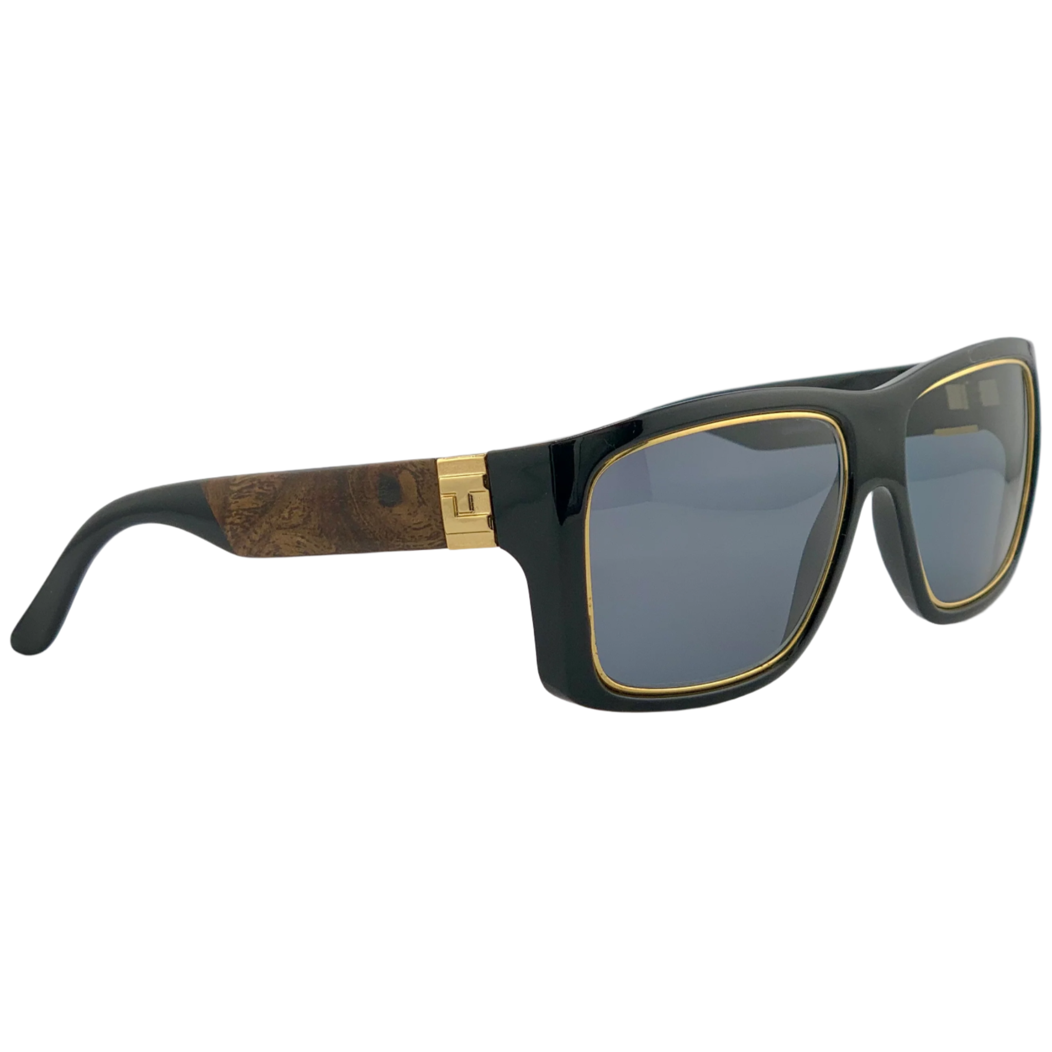 Authentic Ted Lapidus Square TL 19 01 sunglasses, suitable for both men and women, featuring a black/gold frame and grey lens, made in France and never before worn or sold