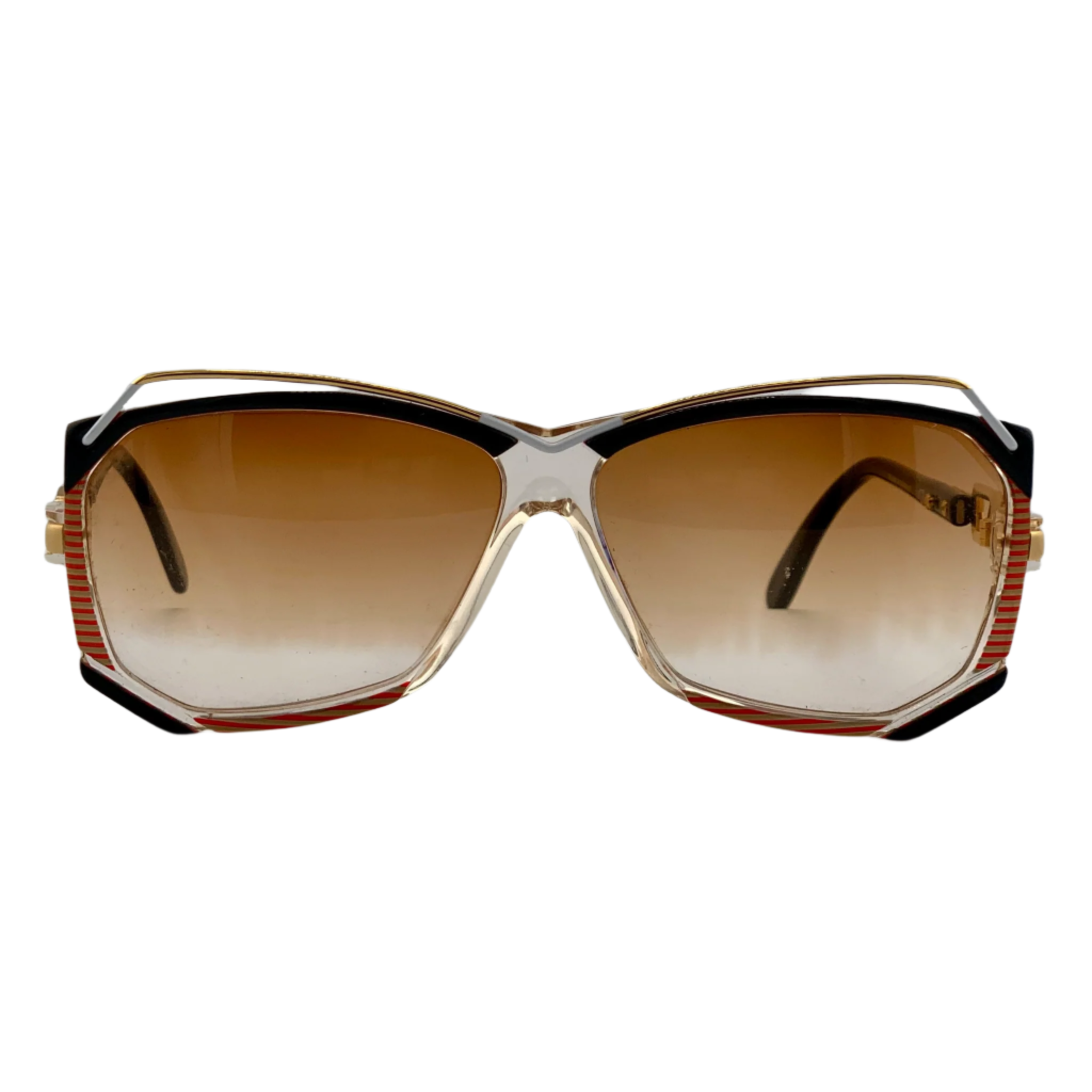 Vintage Cazal Square 188 Sunglasses in Gold, Red, and Black