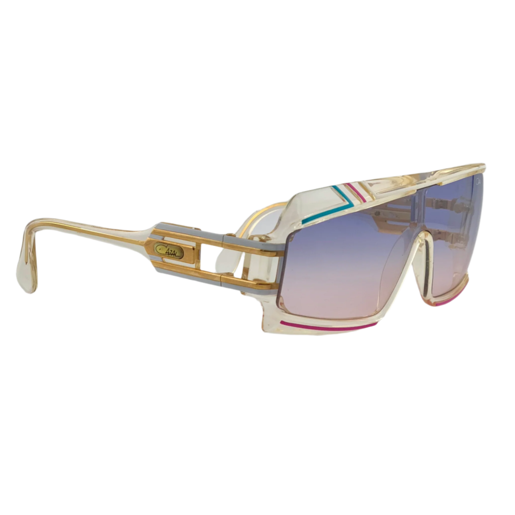 Crystal/Pink frame with Blue lenses