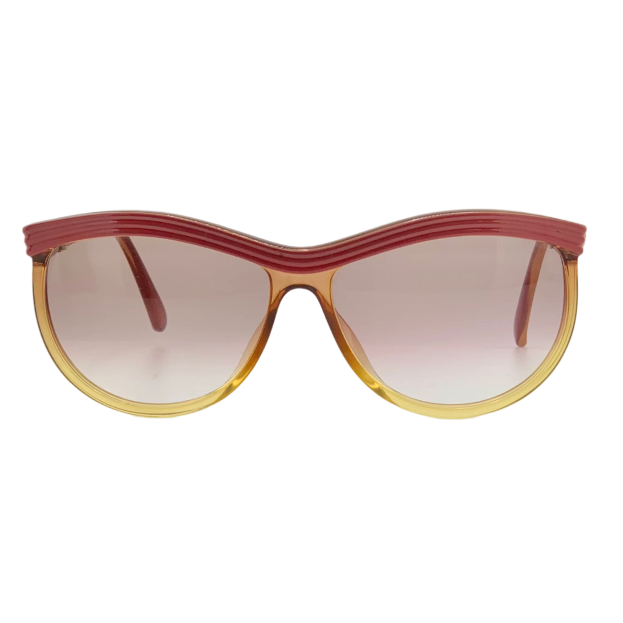 Vintage Christian Dior Oval 2350 31 sunglasses for women in red and yellow frame with brown lenses made in Germany and in superb condition