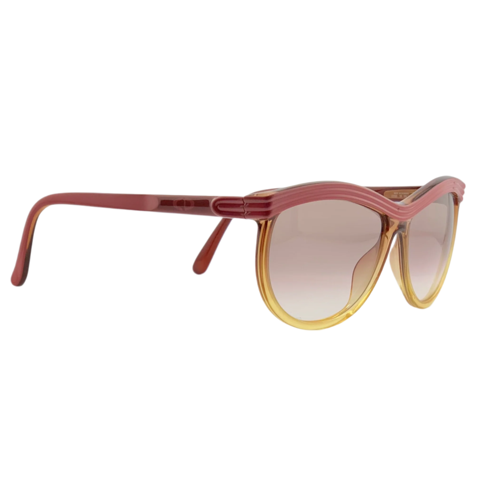 Authentic Christian Dior Oval 2350 31 sunglasses for women with red and yellow frame, brown lenses, and made in Germany, never before worn or sold