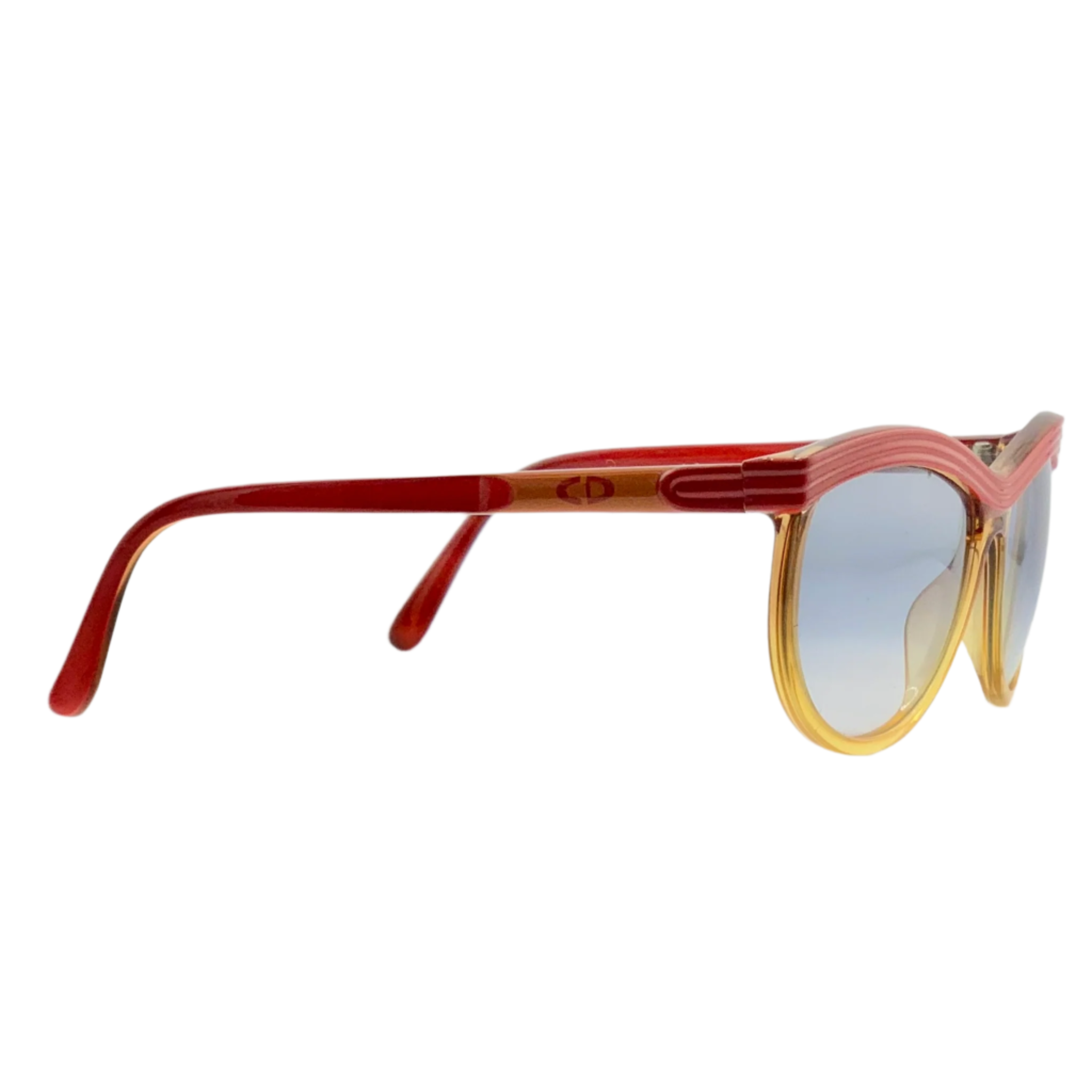 Vintage Christian Dior Oval 2350 30 sunglasses in red and yellow frame 