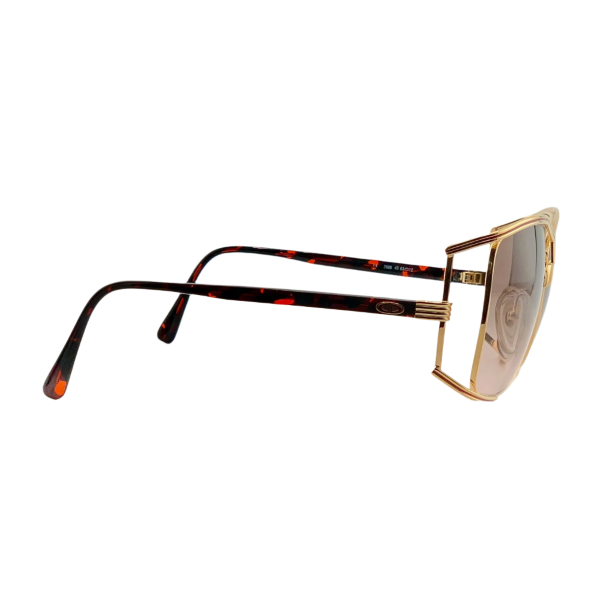 Vintage Christian Dior Square 2688 43 sunglasses in tort, gold, and red for women, with brown lenses made in Germany Never before worn or sold, in superb condition, selling an original 