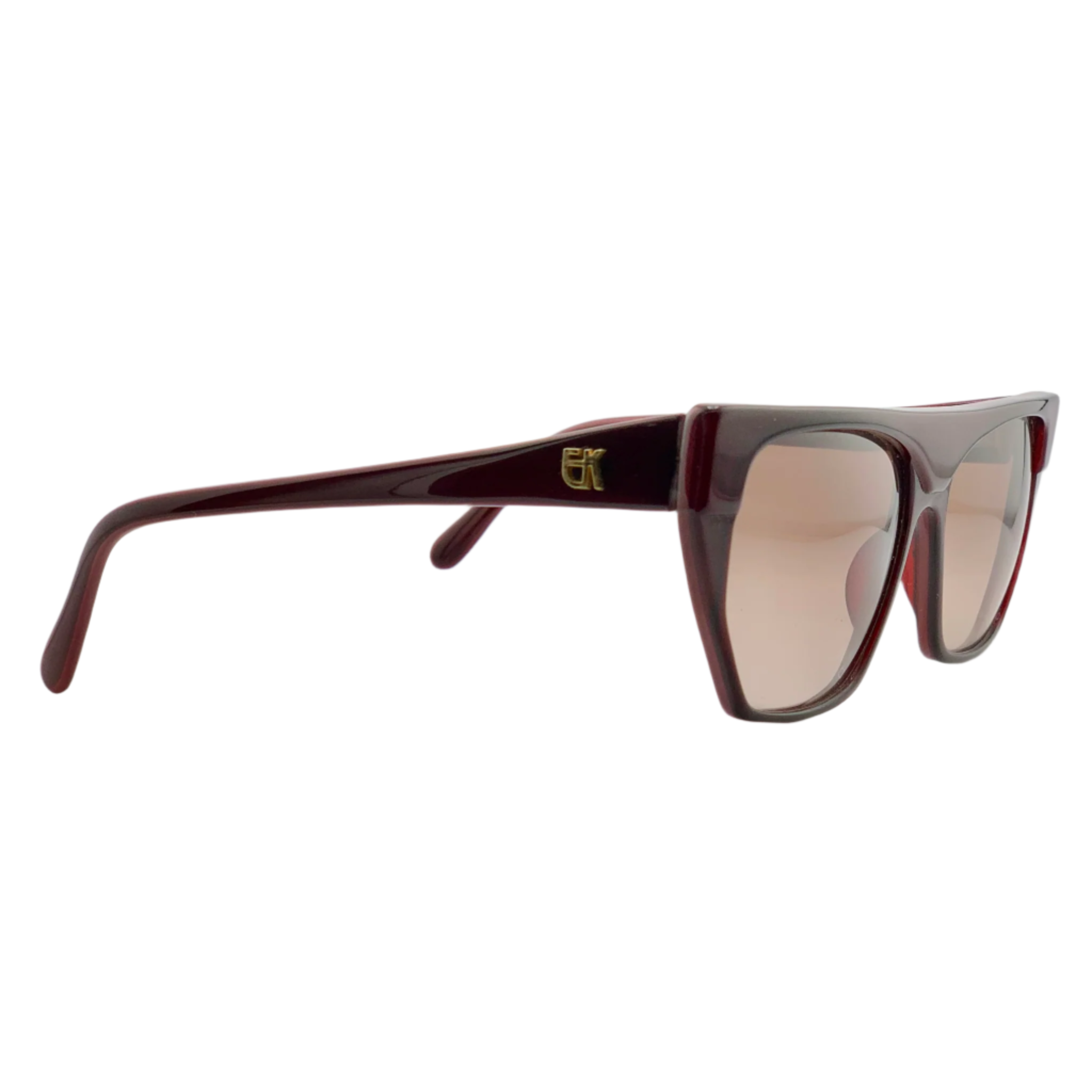 Vintage Emmanuelle Khanh Square 6060 41 sunglasses in burgundy frame and brown lenses, suitable for both men and women, made in France and in superb condition, never before worn or sold, authentic and original 