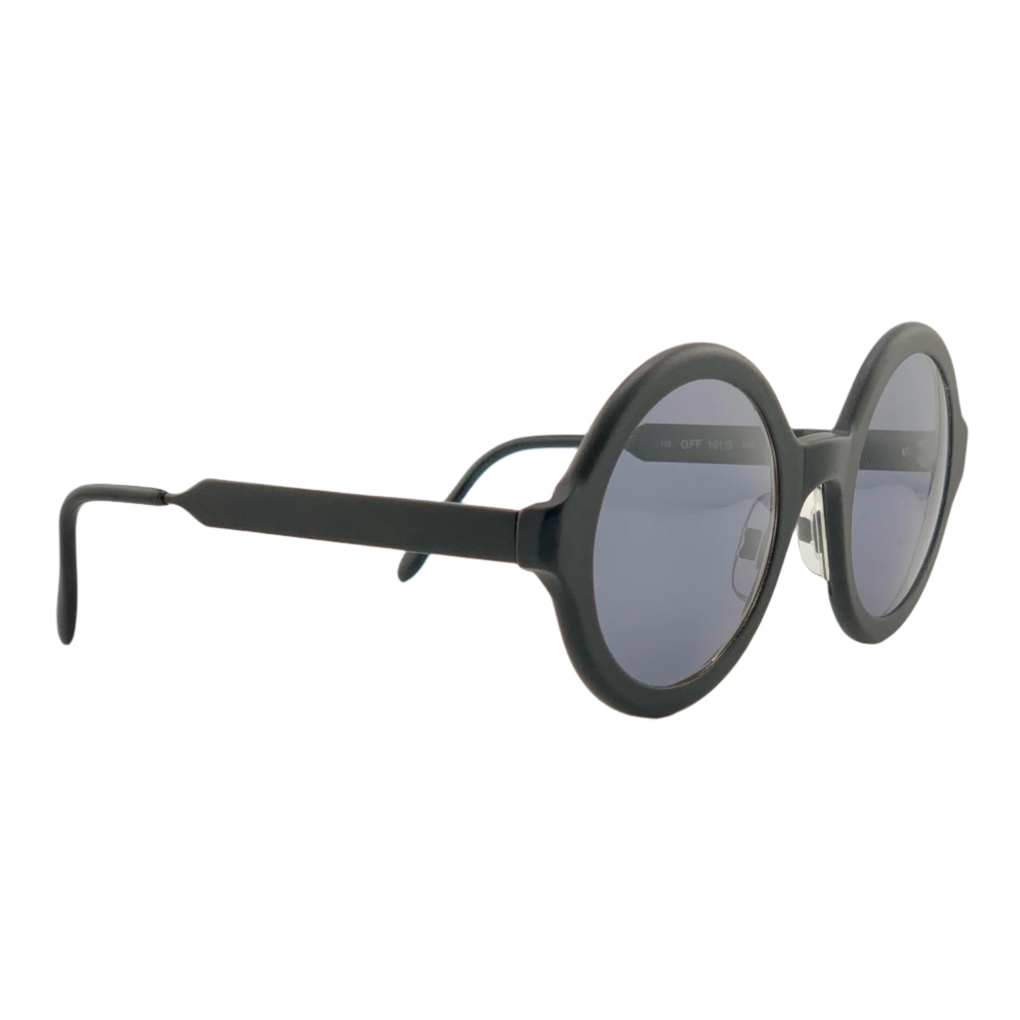 Vintage black Gianfranco Ferre round sunglasses for men and women, made in Italy with grey lenses, in superb condition and never before worn or sold