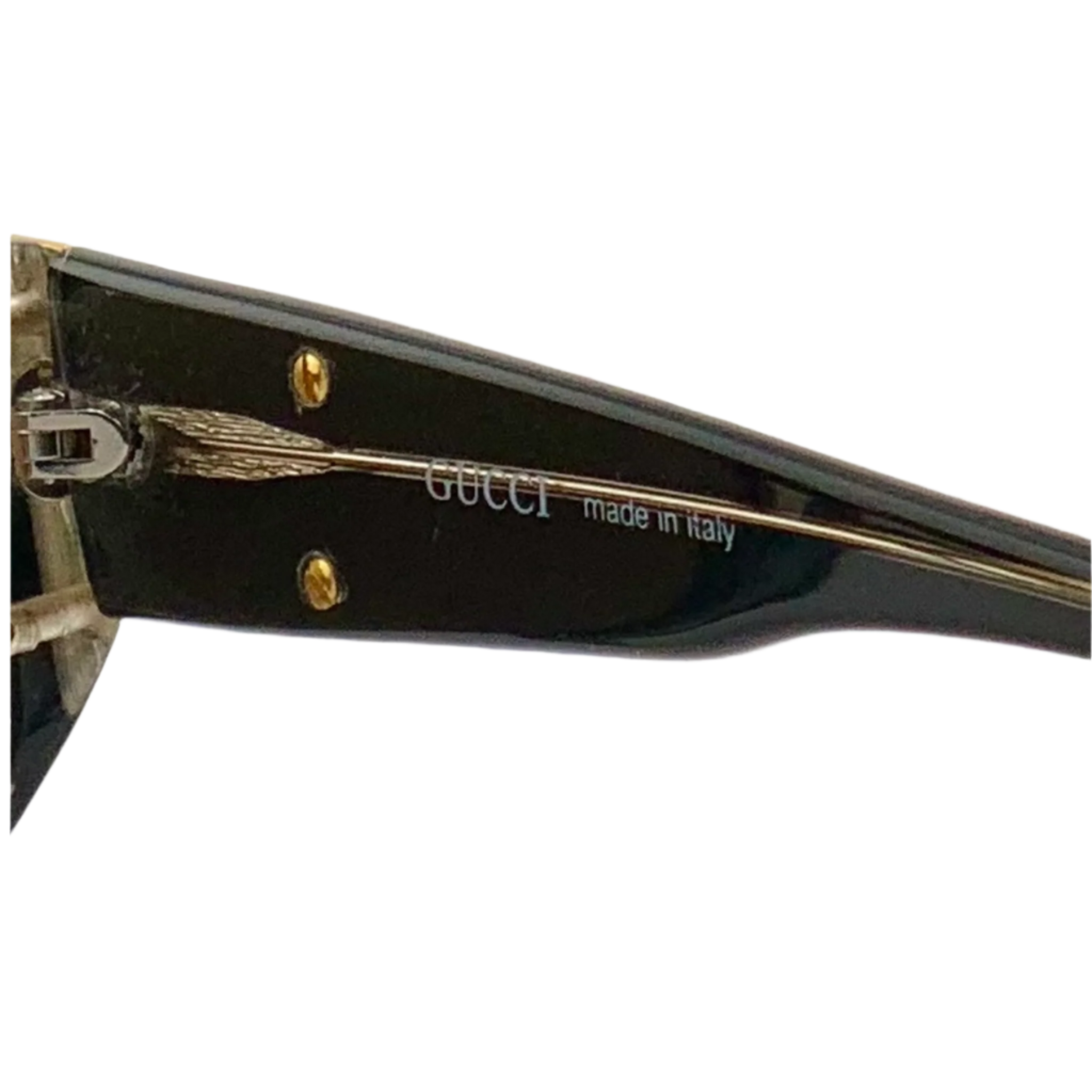 Black Gucci Cat Eye 2109/S Sunglasses with Gold Detailing and Gradient Lenses