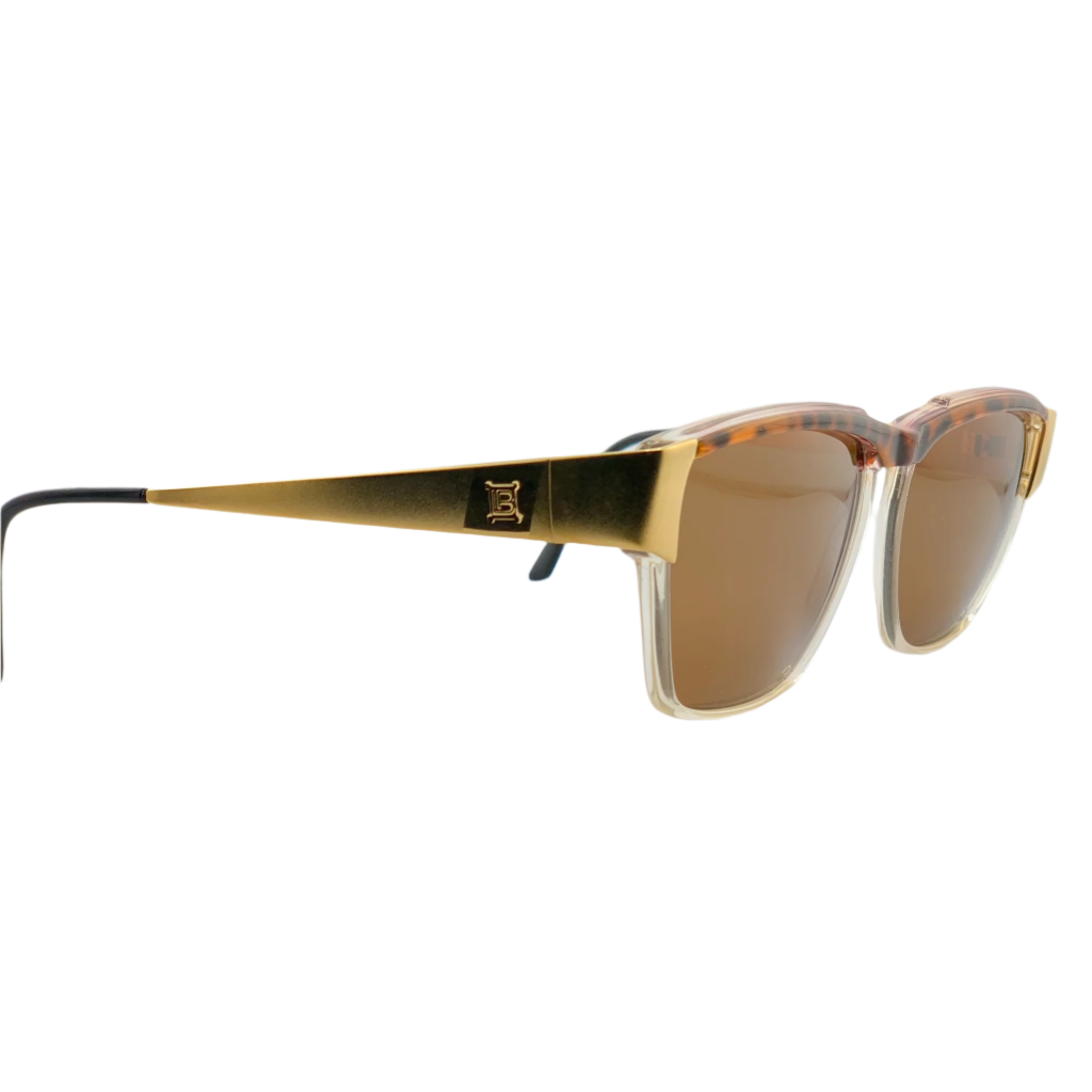 Vintage Laura Biagiotti Square T95/S sunglasses in tortoise/gold for men and women from Italy, with brown lenses and superb condition, never worn or sold, guaranteeing authenticity 