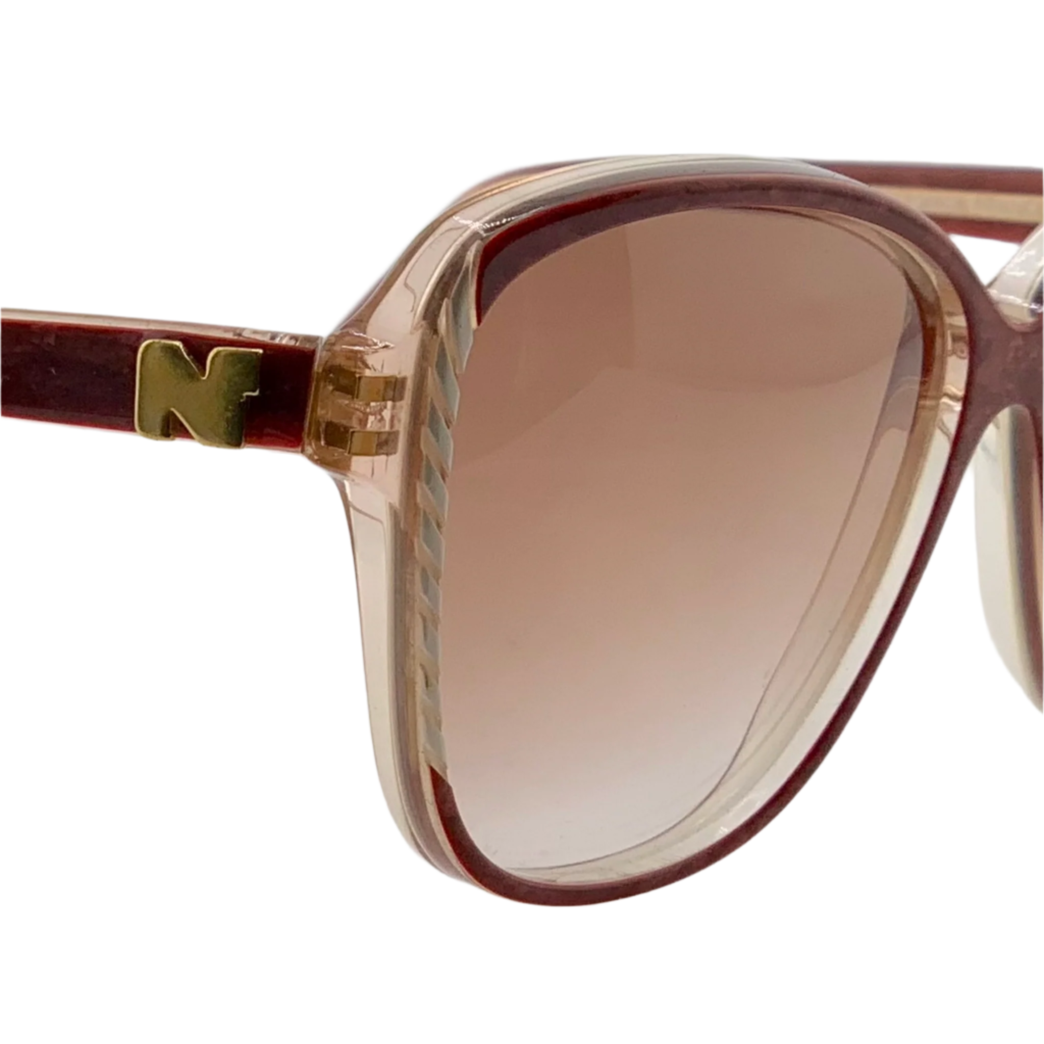 Vintage red and white Nina Ricci Square 1027 sunglasses for men and women, made in France with brown lenses, in superb condition and never before worn or sold