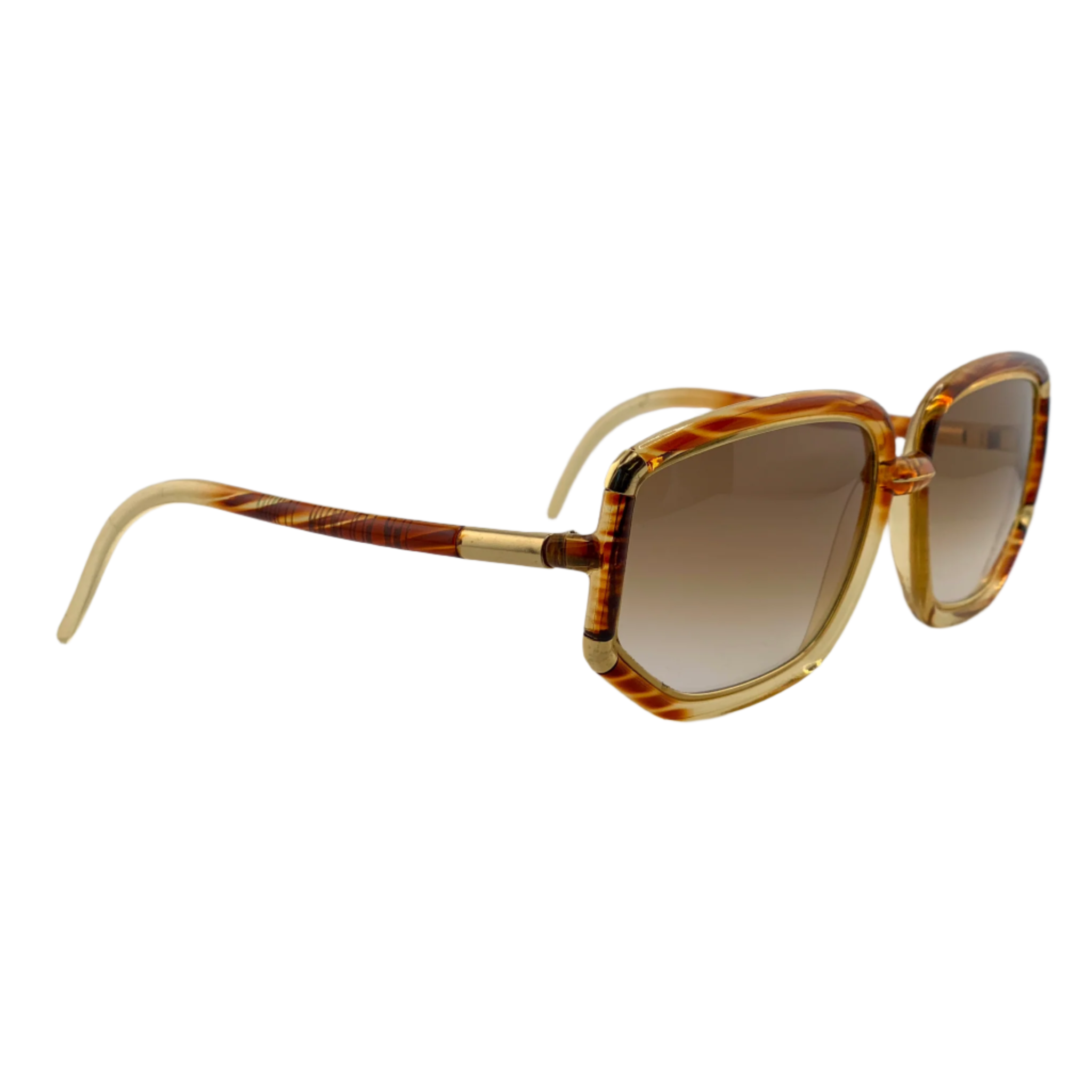 Ted Lapidus Oval sunglasses with gold frames and brown gradient lenses