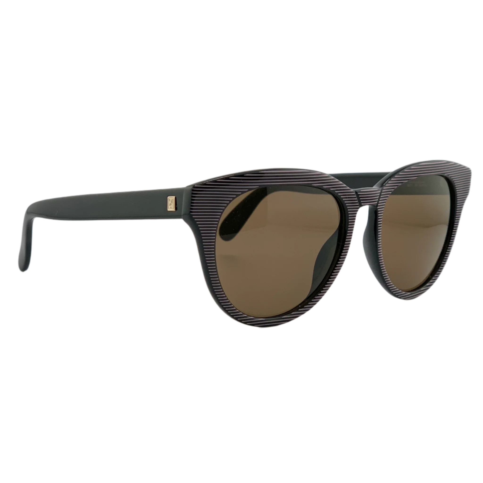 Black round sunglasses with gold detailing and Playboy logo on the side