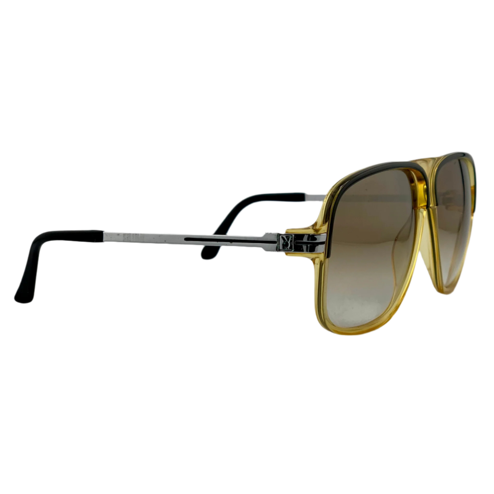 Black and gold square sunglasses with PLAYBOY logo on the temples