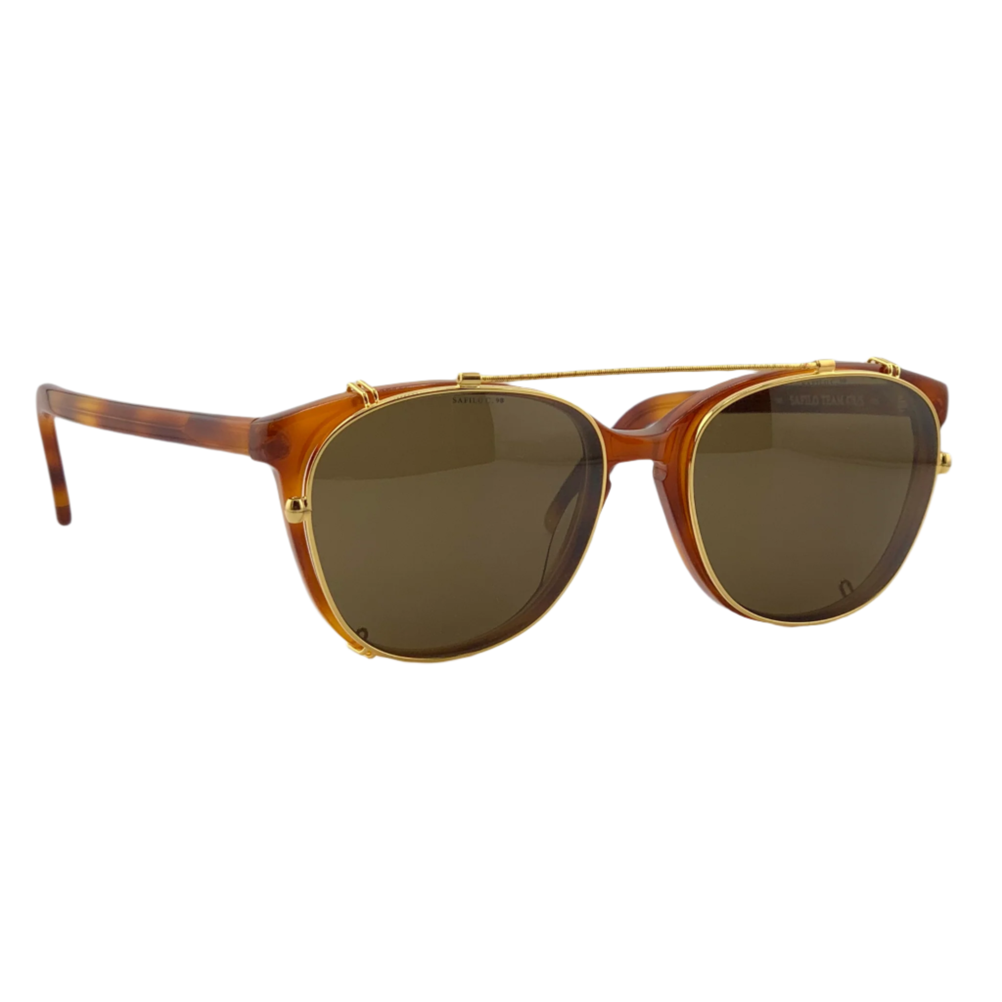  Safilo round sunglasses with brown lenses made in Italy 