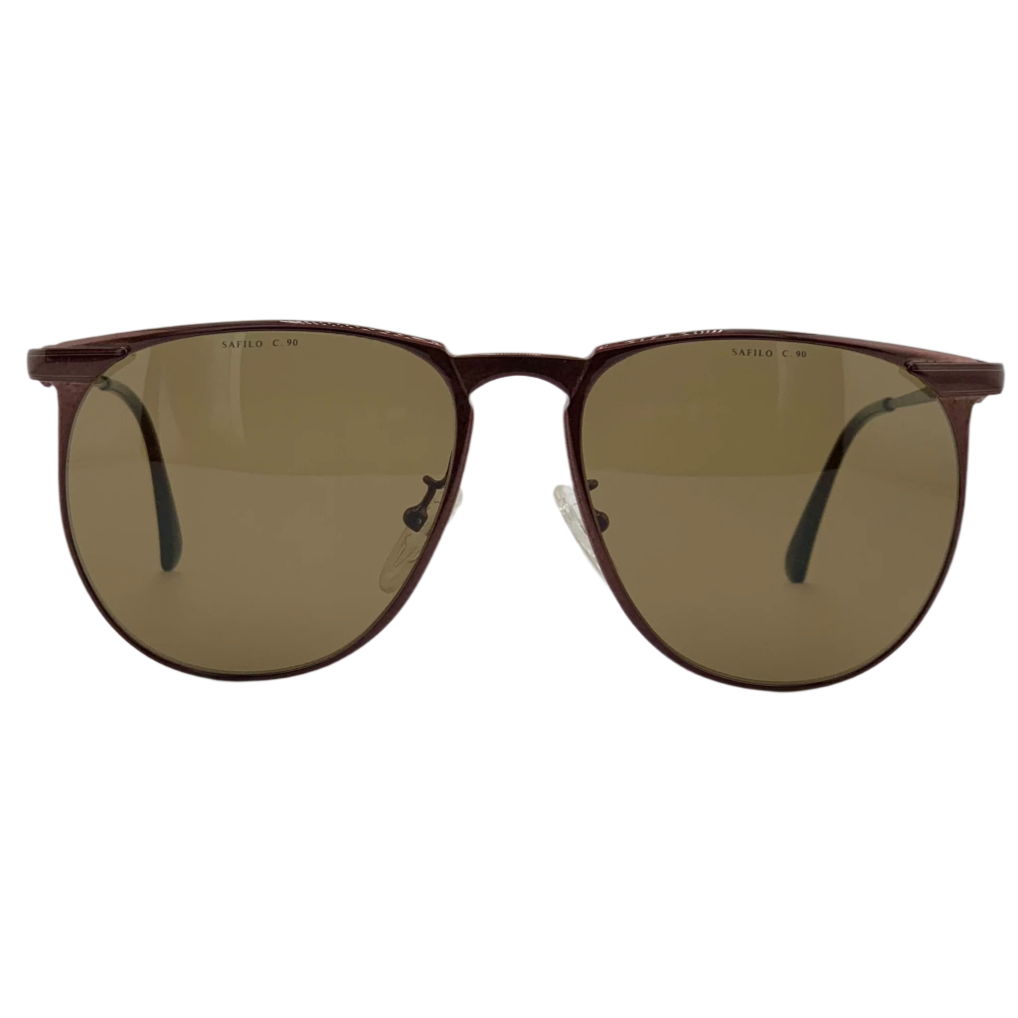 Vintage metallic frame Safilo round sunglasses in brown for men and women