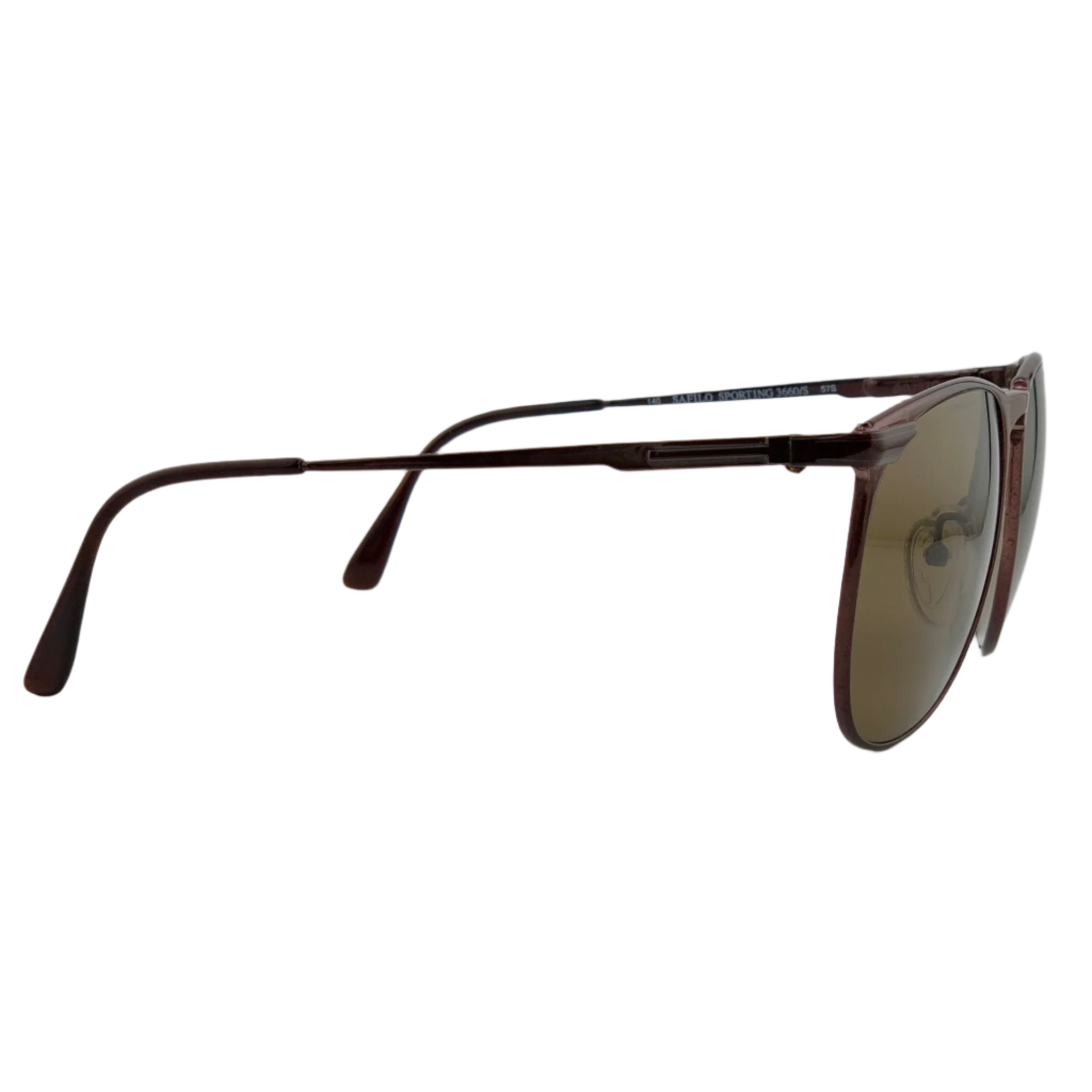 Brown lens Safilo round sunglasses with metallic frame for men and women