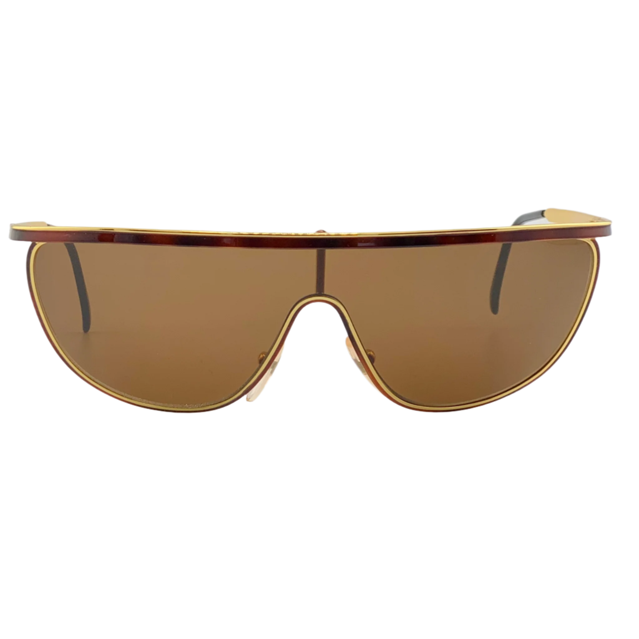 Vintage Police Visor 2050 sunglasses in gold frame and brown lens