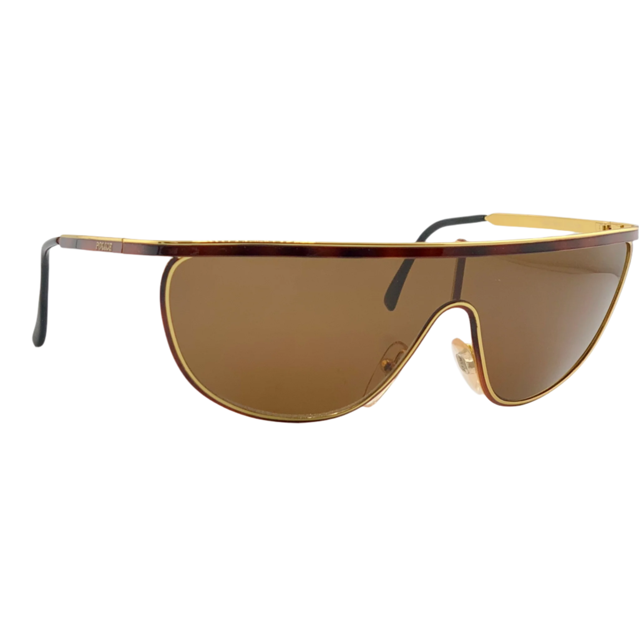 Unisex Police Visor 2050 sunglasses from Italy in gold frame