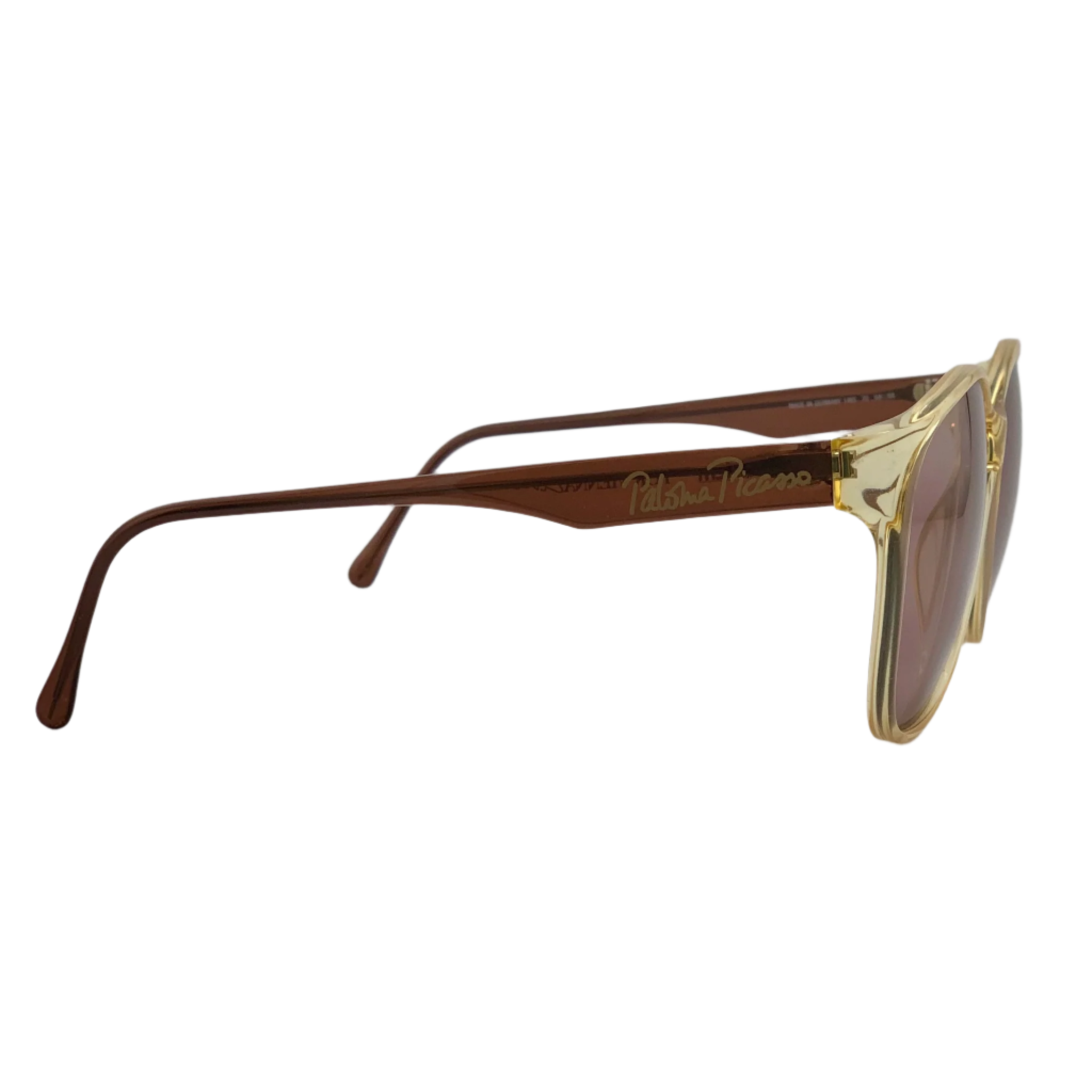 Gold and black Paloma Picasso Square 1465 70 sunglasses on white background