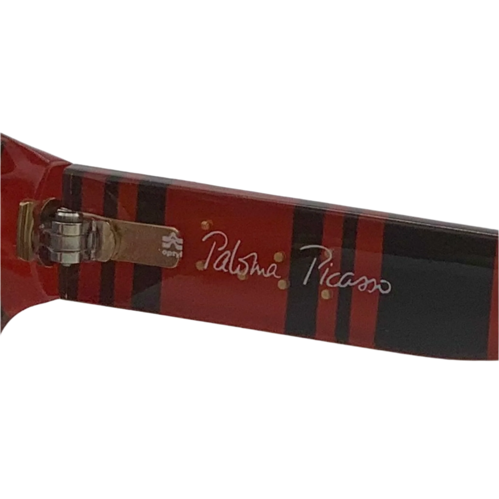 Black and gold Paloma Picasso Square 3702 31 sunglasses on display