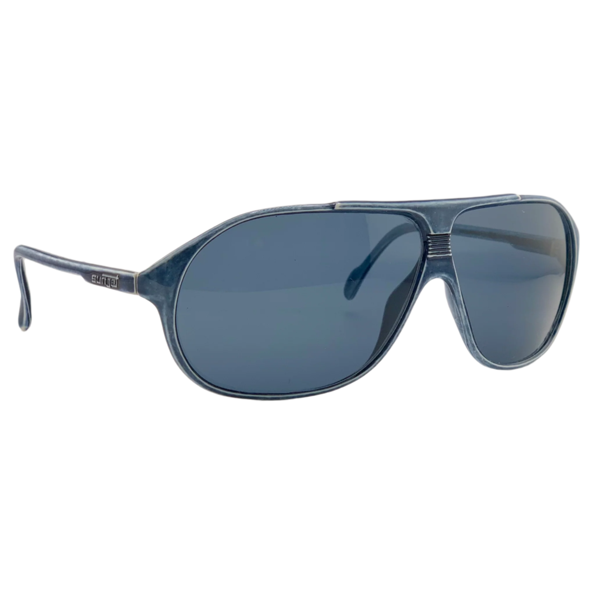  Close-up of the vintage Carrera Aviator 3240 51 sunglasses with a blue frame and blue lenses, providing 100% UV protection, made in Austria, in superb condition and never worn 