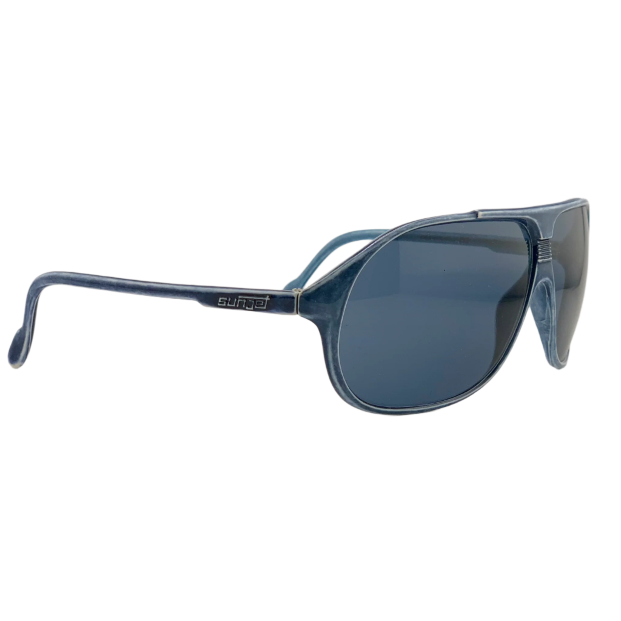  Side view of the vintage Carrera Aviator 3240 51 sunglasses for men and women, featuring a blue frame and blue lenses, providing 100% UV protection, made in Austria, in superb condition and never worn 