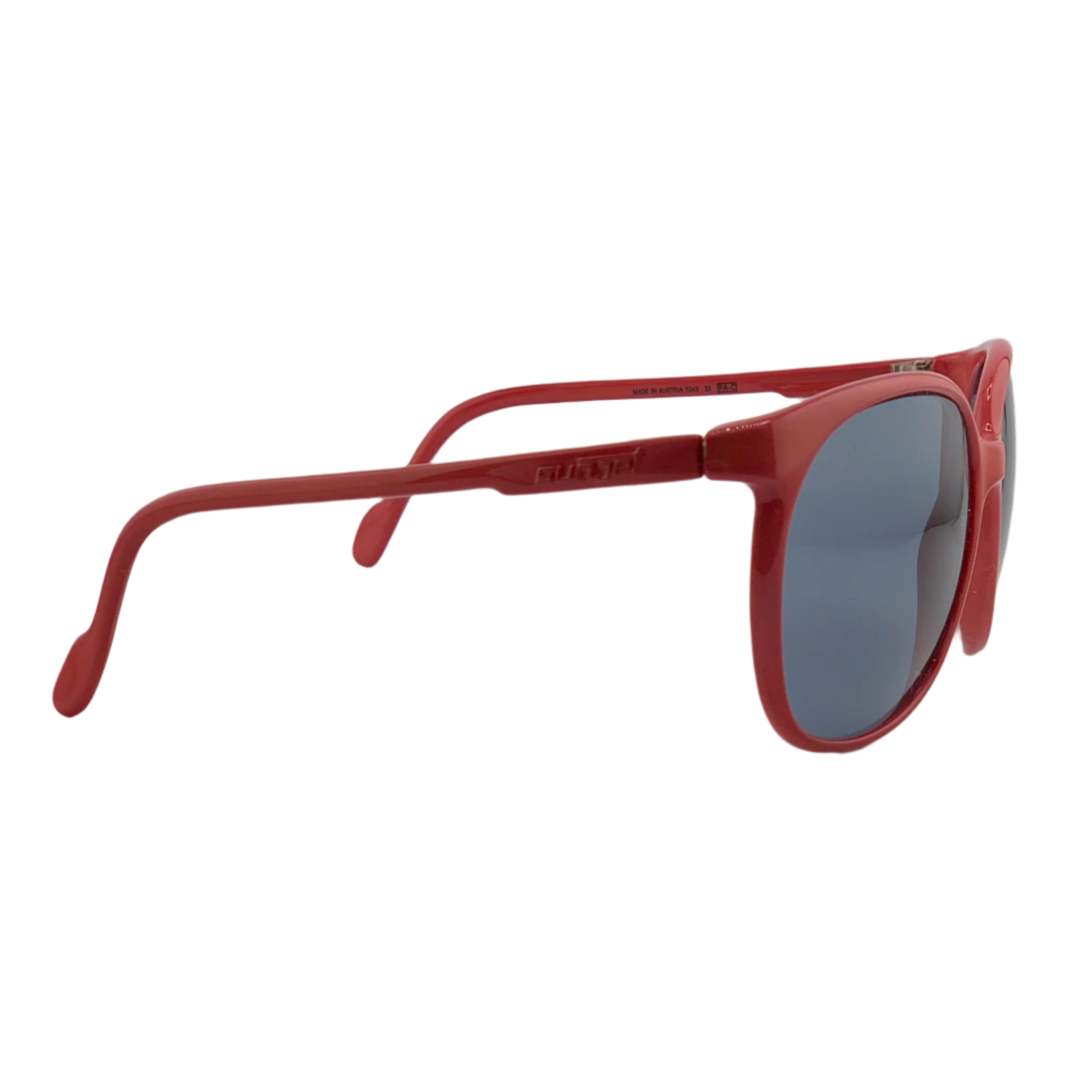 Vintage Sunjet by Carrera Round 5243 33 sunglasses in red frame and grey lenses for men and women, offering 100% UV protection and made in Austria