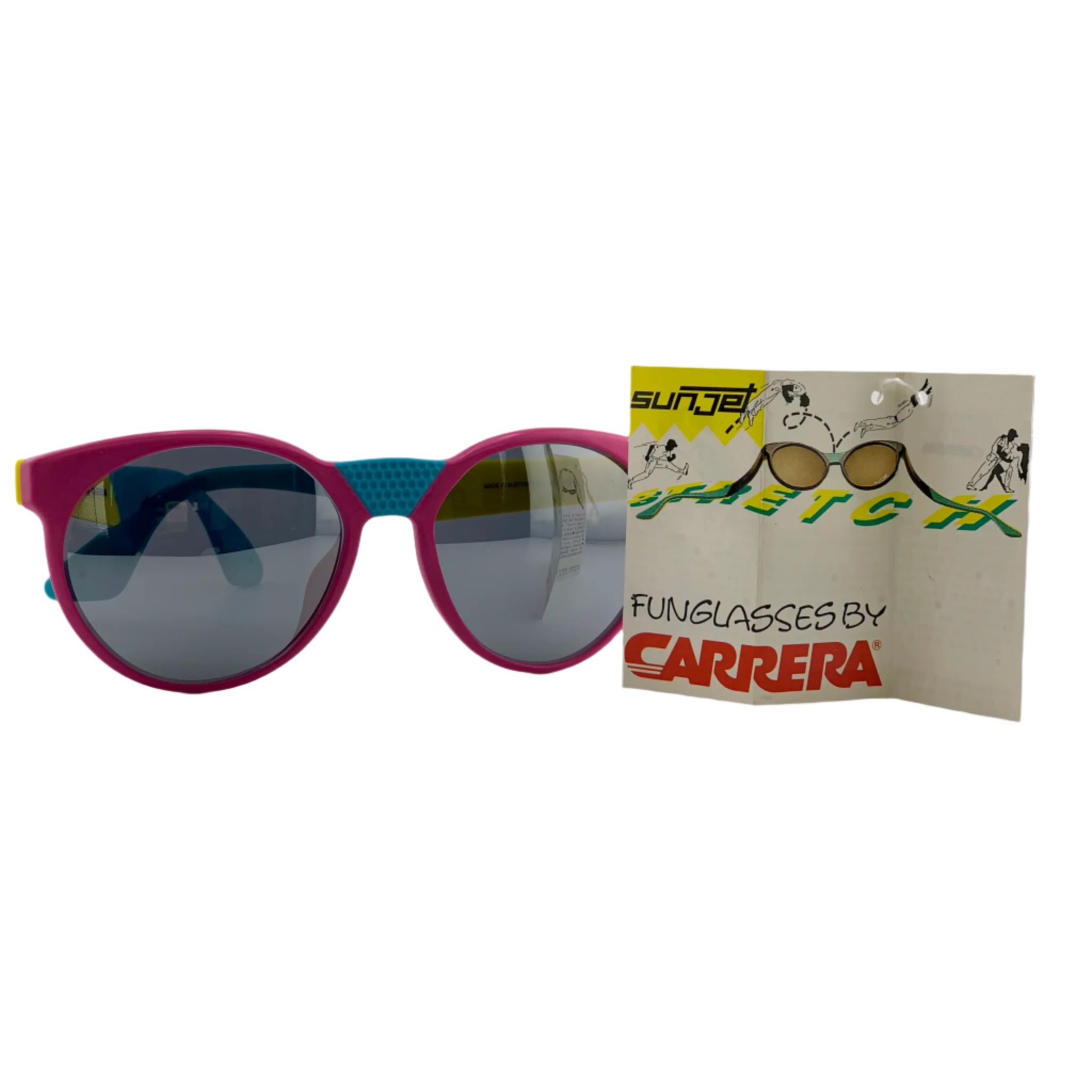 Carrera Round 5252 36 sunglasses in Pink/Blue/Yellow frame with Grey Mirror lenses