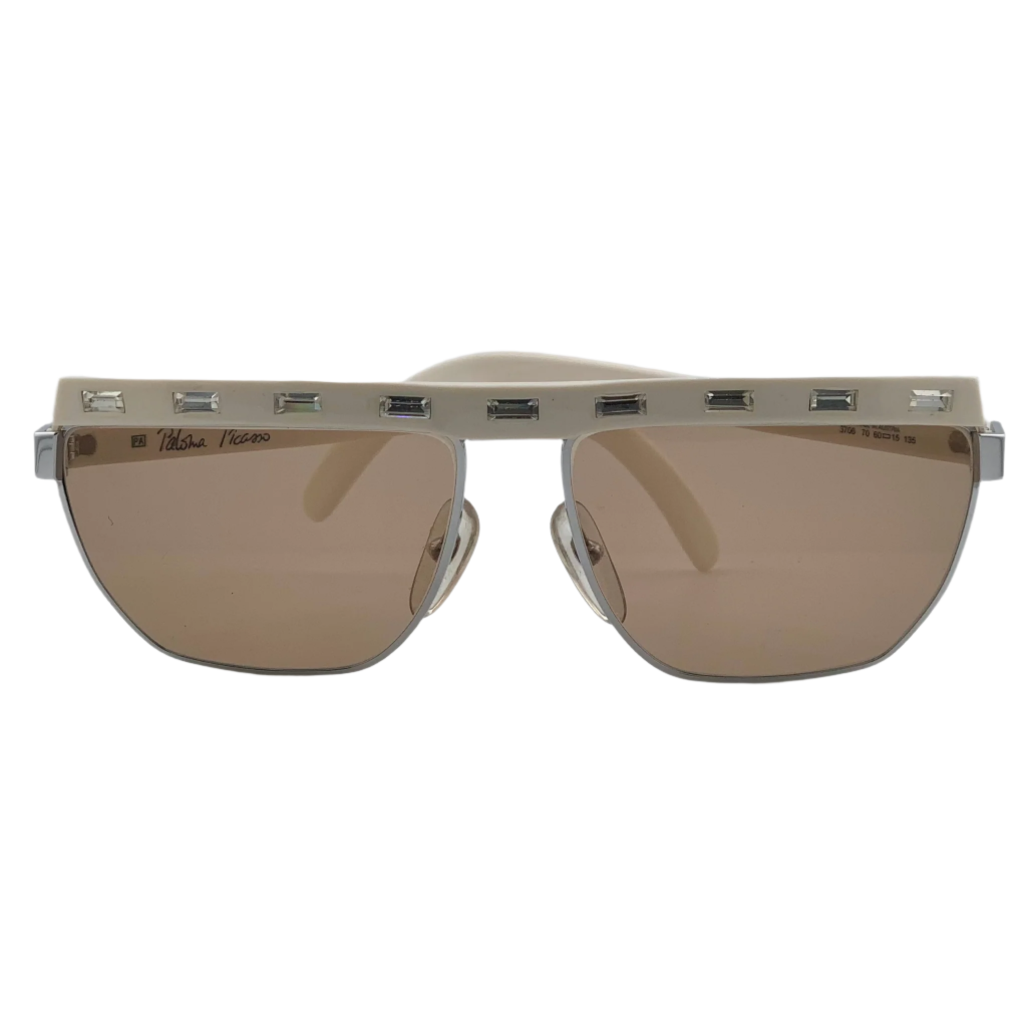 Brown and gold square sunglasses with PALOMA PICASSO branding